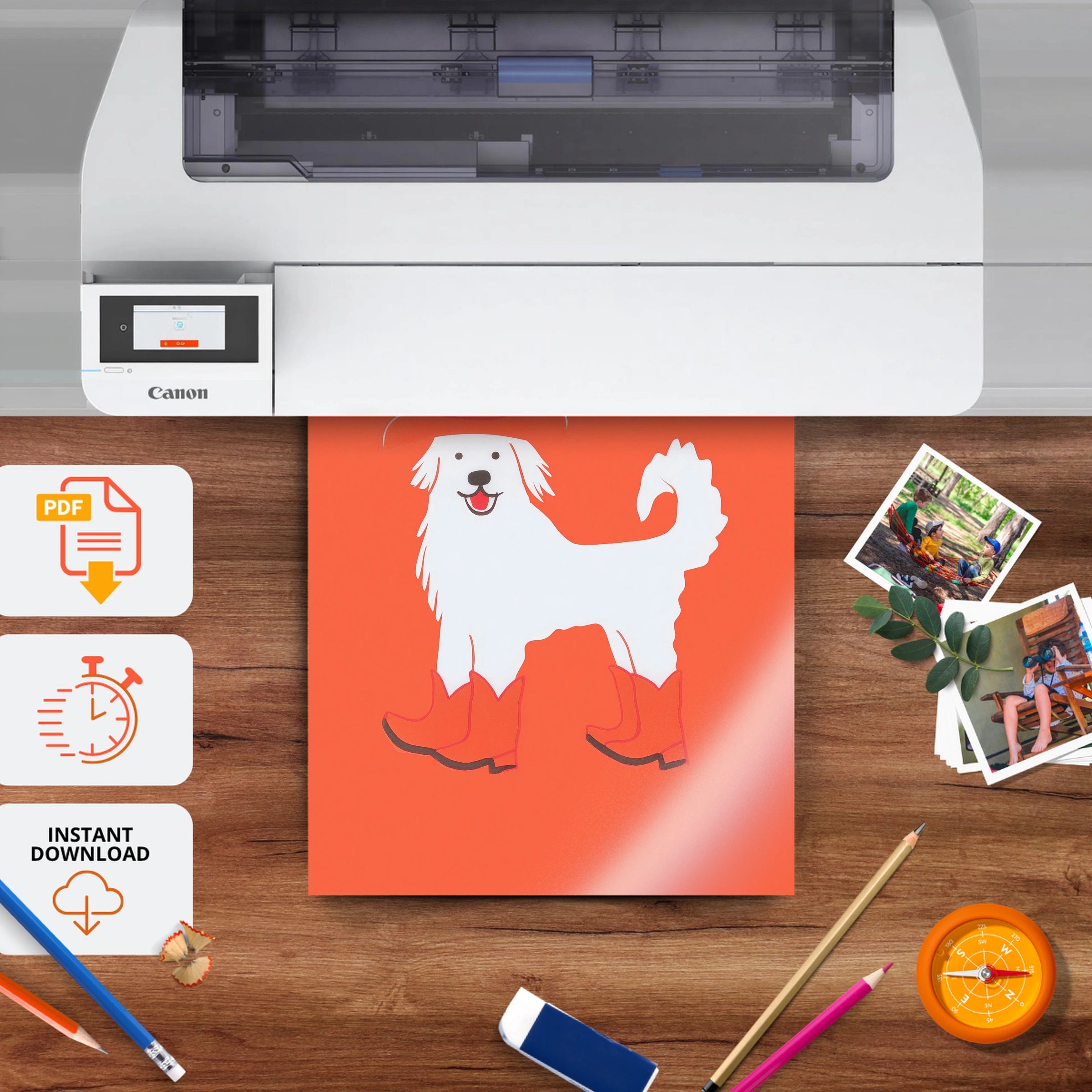 Cowboy Dog Nursery Print - printable nursery wall art, instant download to print at home