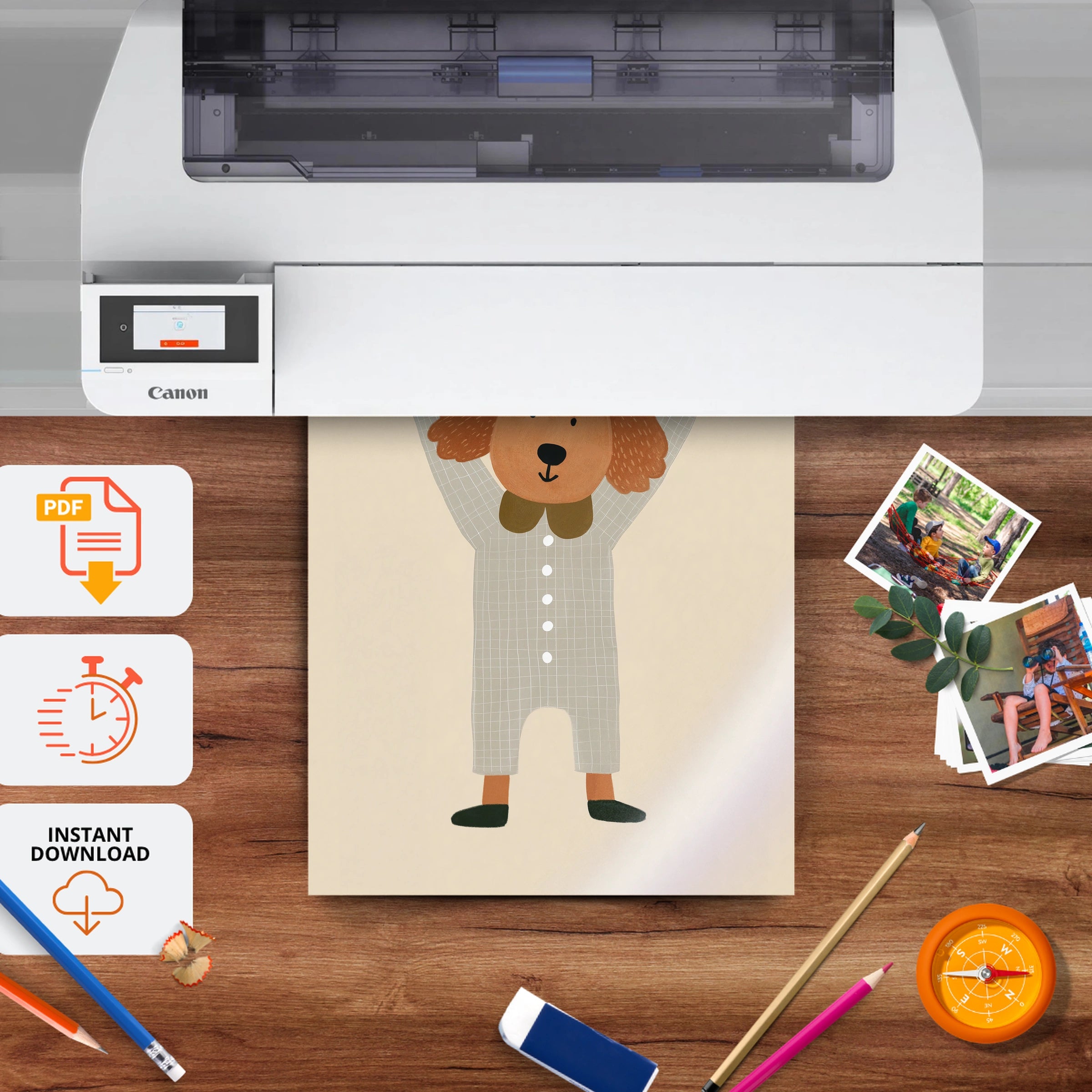 Cream Poodle Nursery Print - printable nursery wall art, instant download to print at home