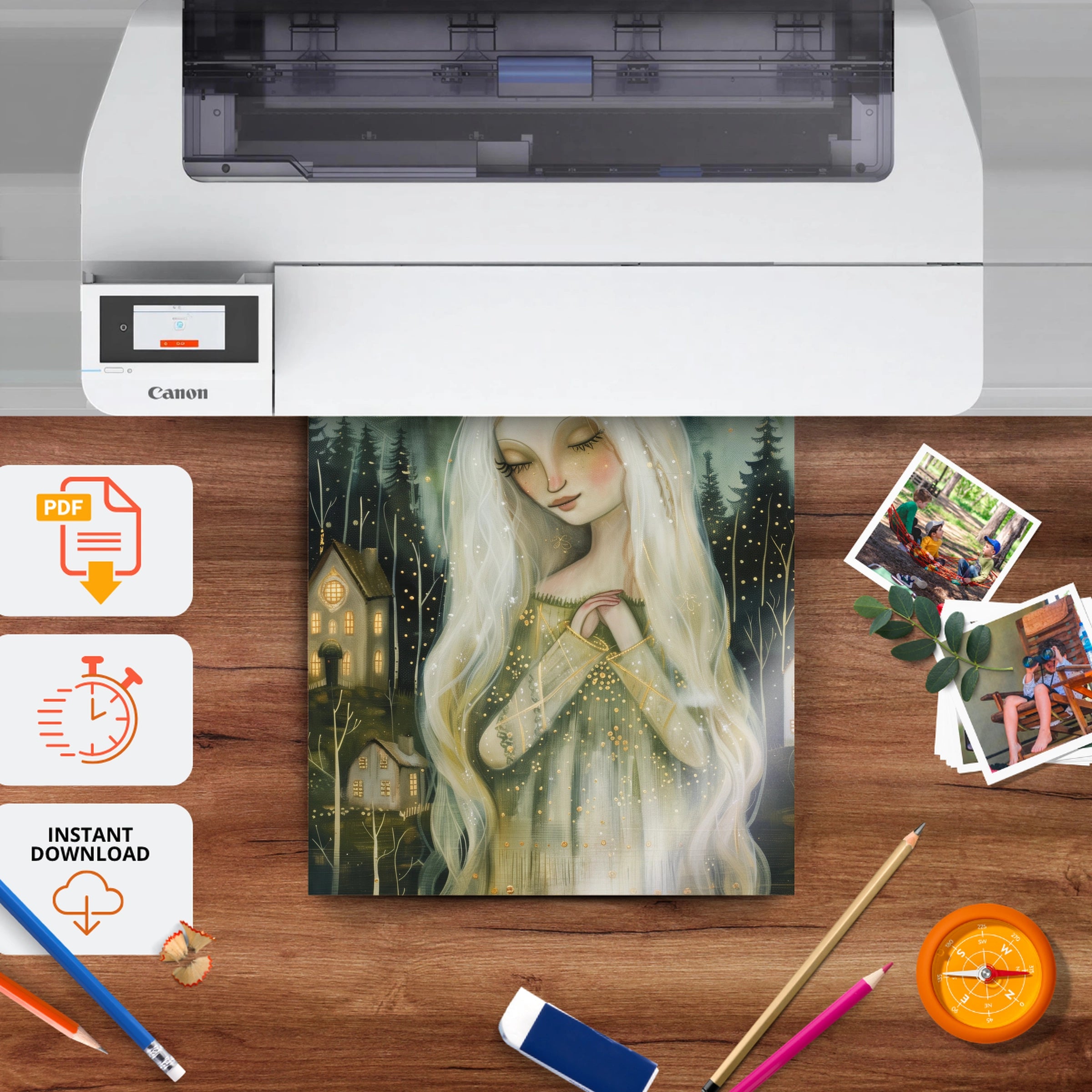 Crowned Princess Nursery Print - printable nursery wall art, instant download to print at home