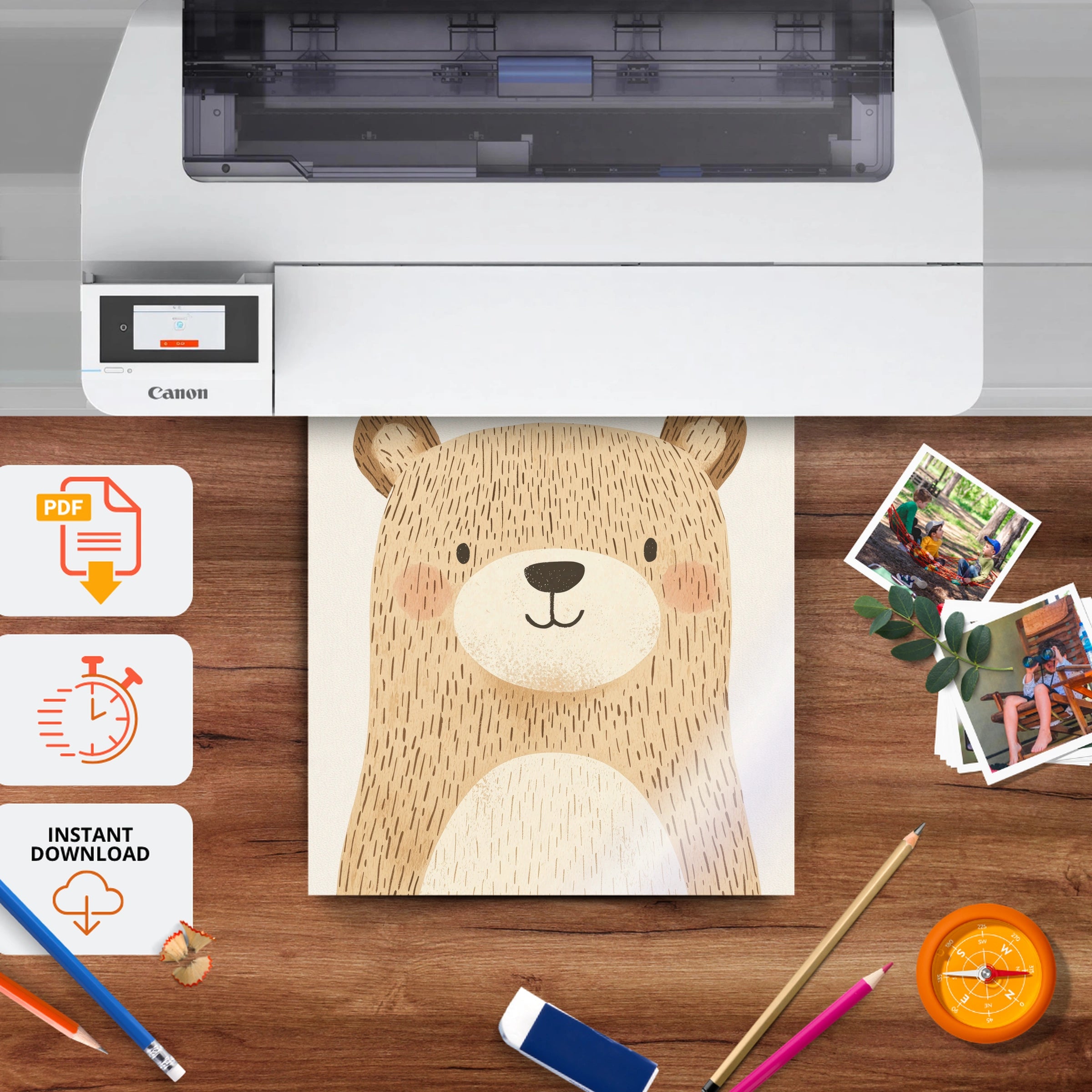 Cuddly Bear Nursery Print - printable nursery wall art, instant download to print at home