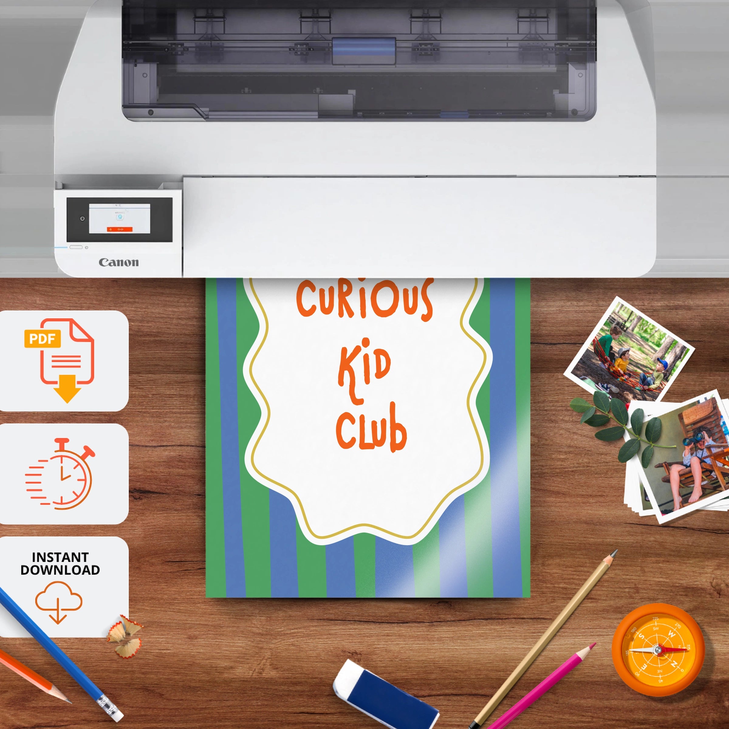 Curious Kid Club Nursery Print - printable nursery wall art, instant download to print at home