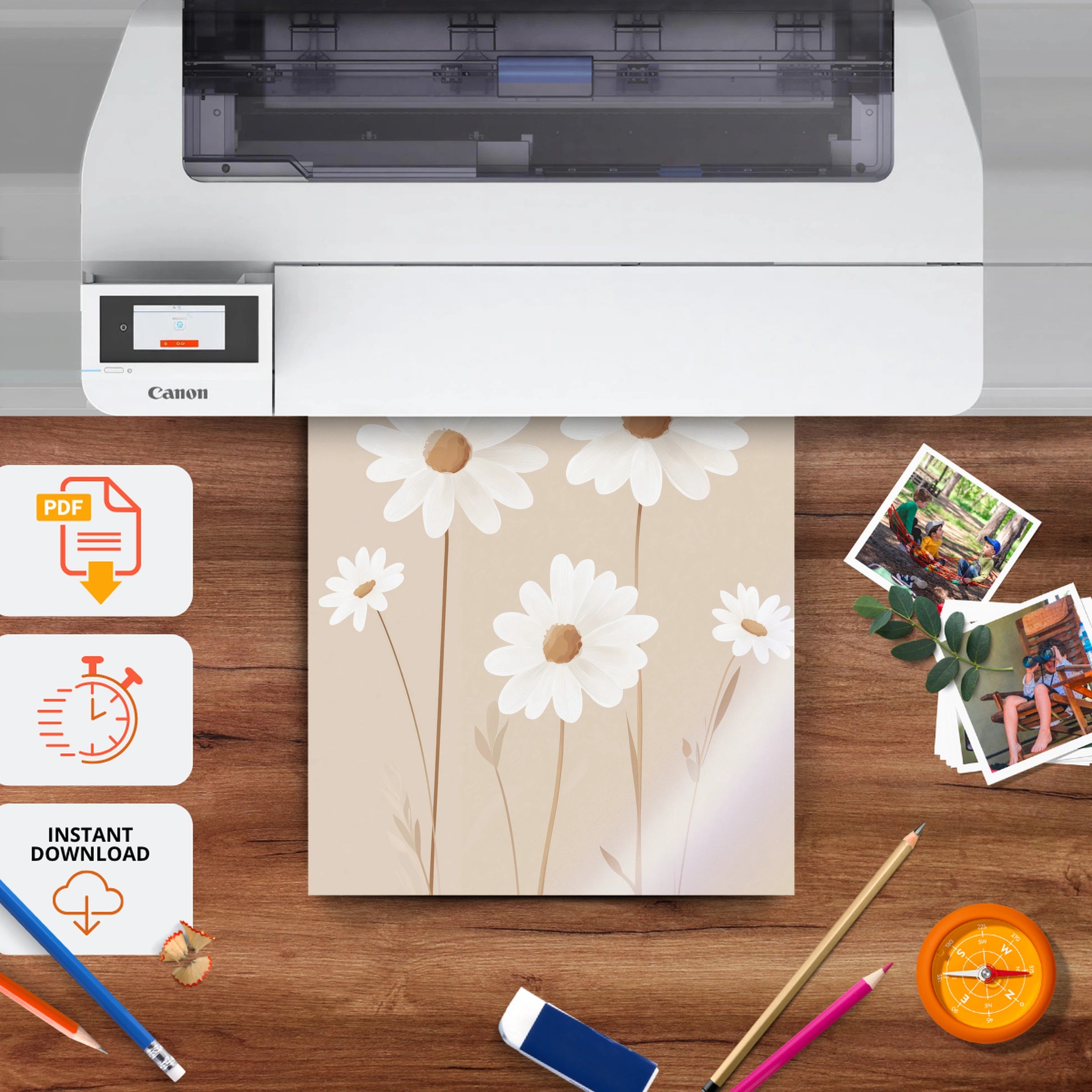 Daisies Nursery Print - printable nursery wall art, instant download to print at home