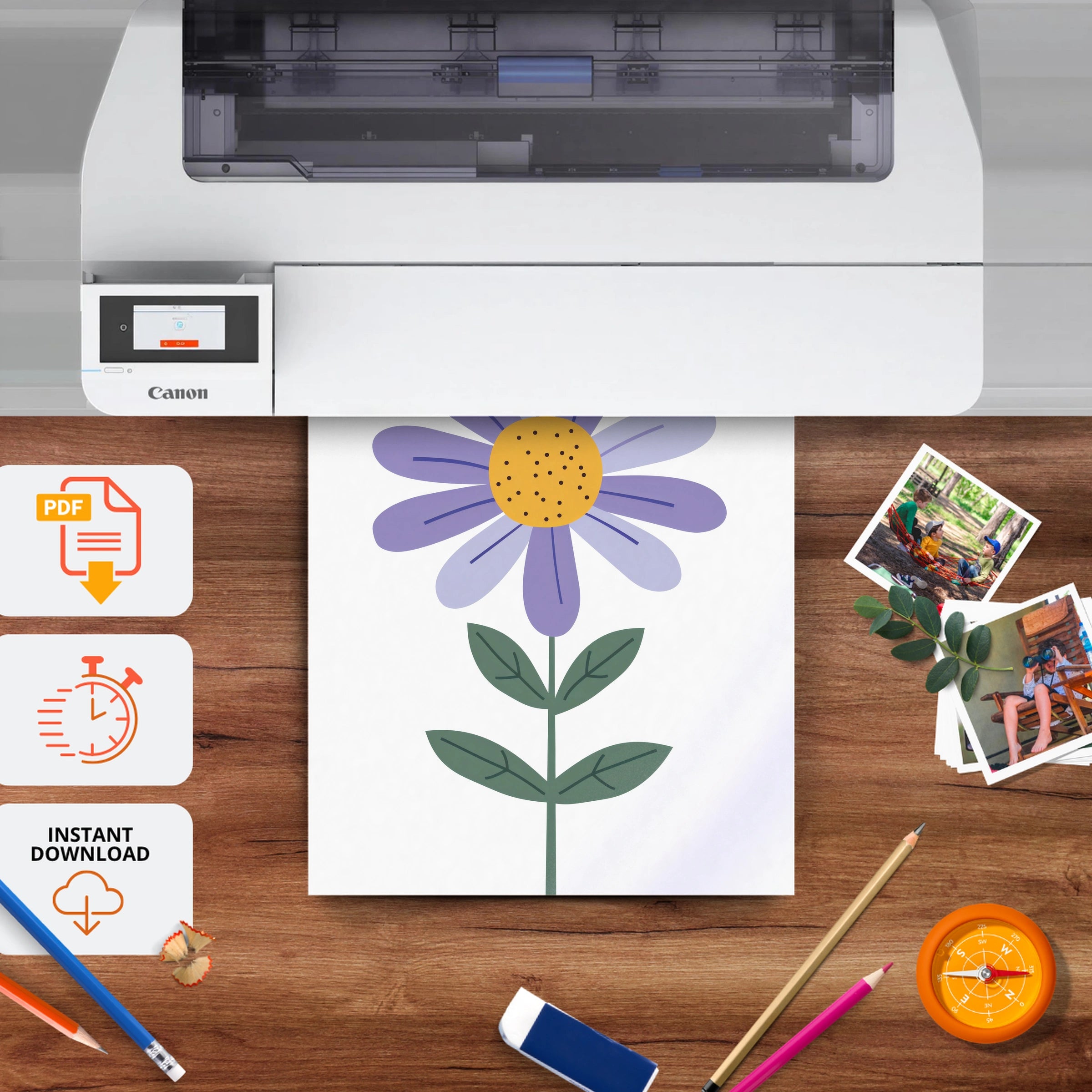 Daisy and a Bee Nursery Print - printable nursery wall art, instant download to print at home