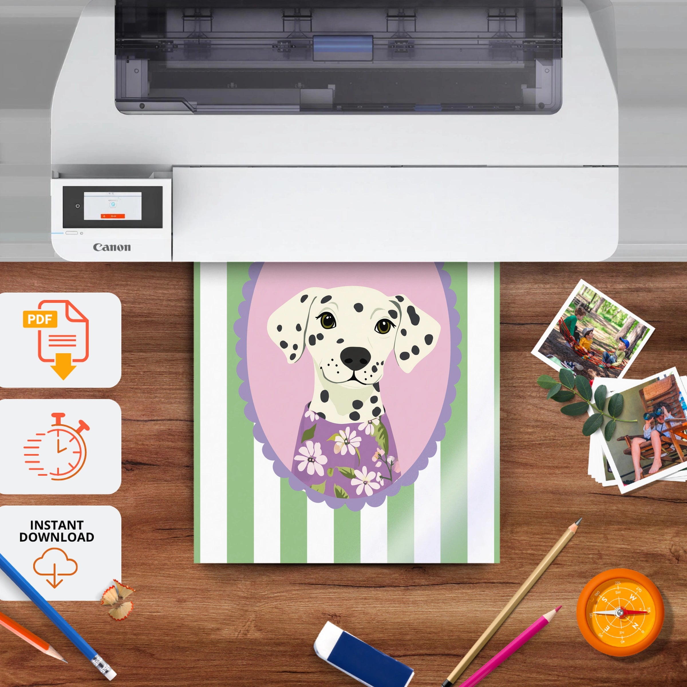 Dalmatian in a Dress Nursery Print - printable nursery wall art, instant download to print at home
