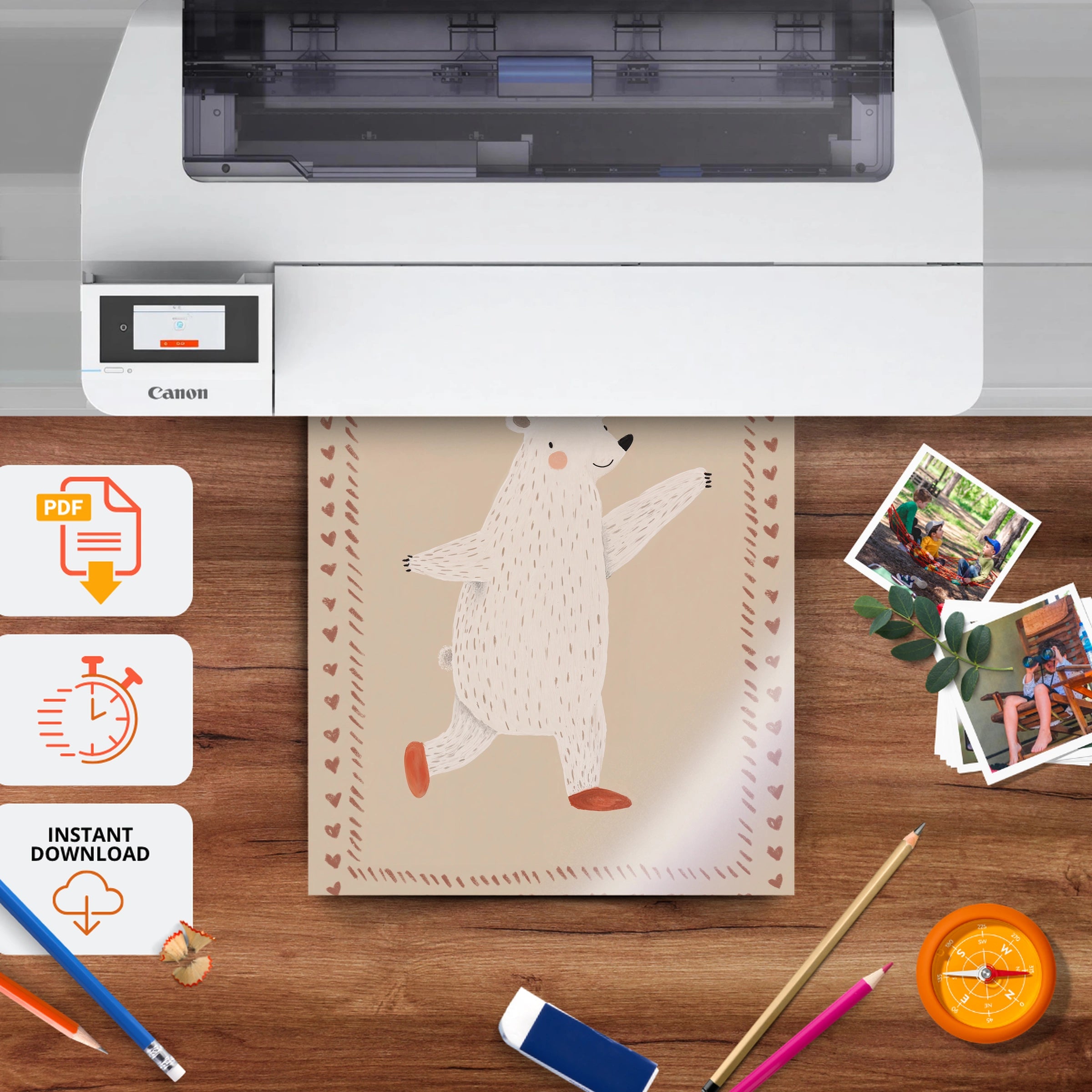 Dance Dance Bear Nursery Print - printable nursery wall art, instant download to print at home