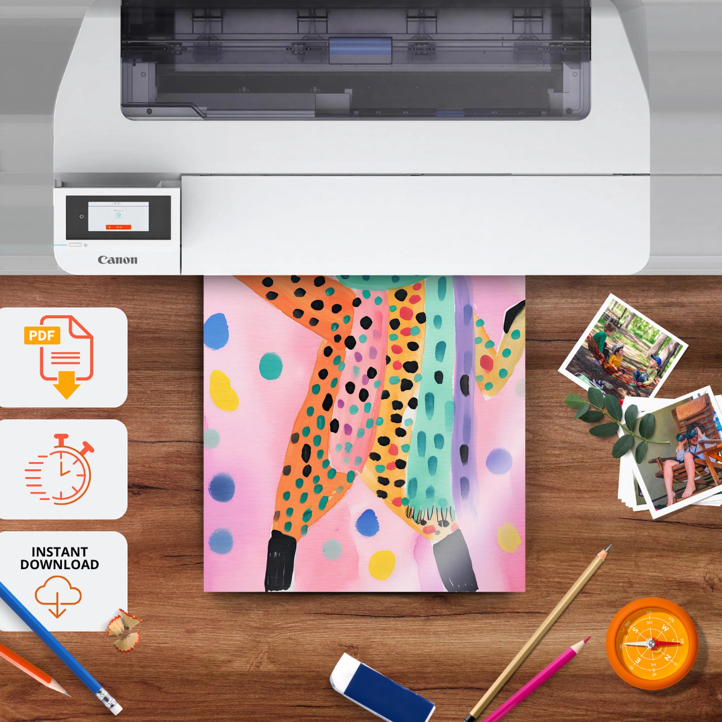 Dancing Leopard Nursery Print - printable nursery wall art, instant download to print at home