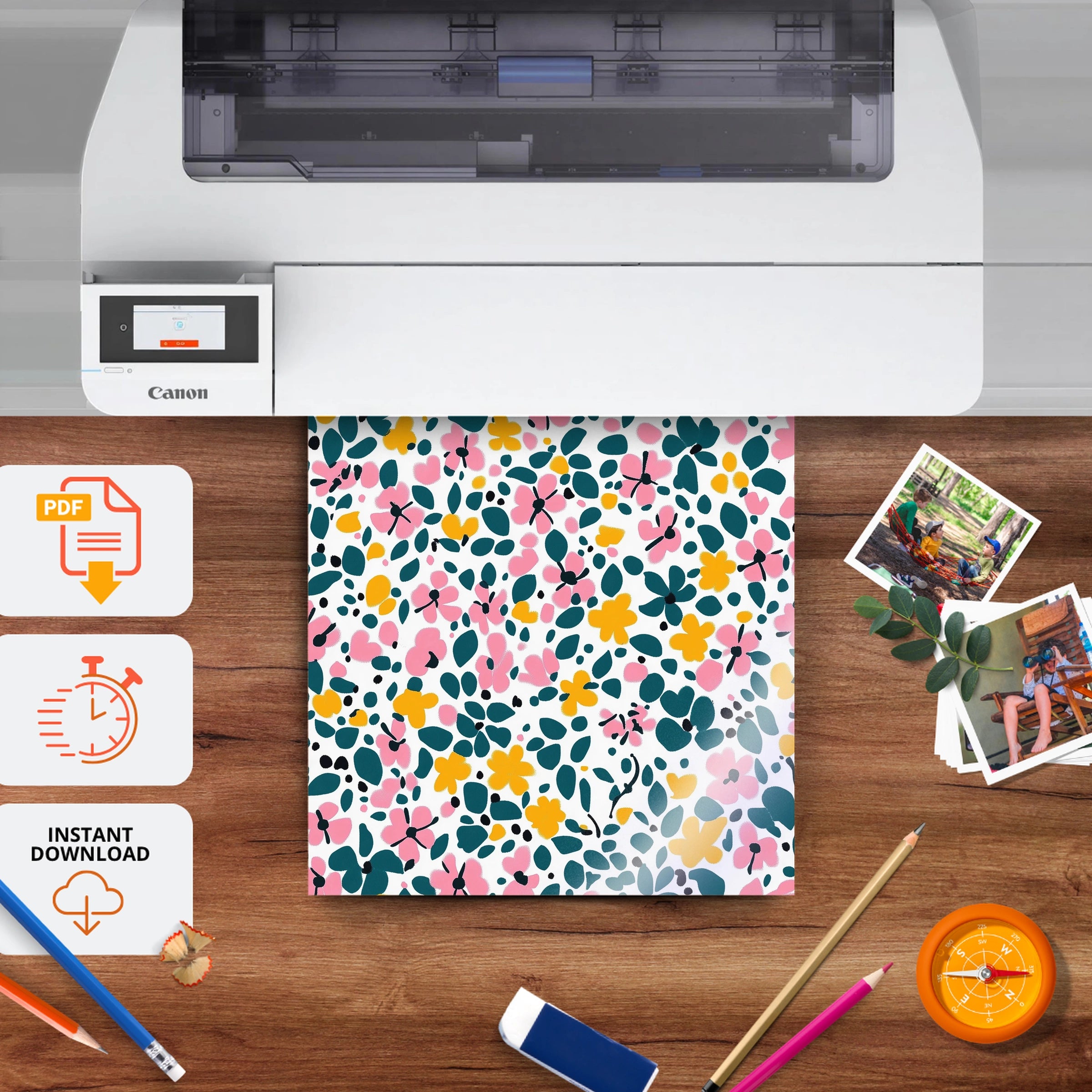 Dark Floral Nursery Print - printable nursery wall art, instant download to print at home