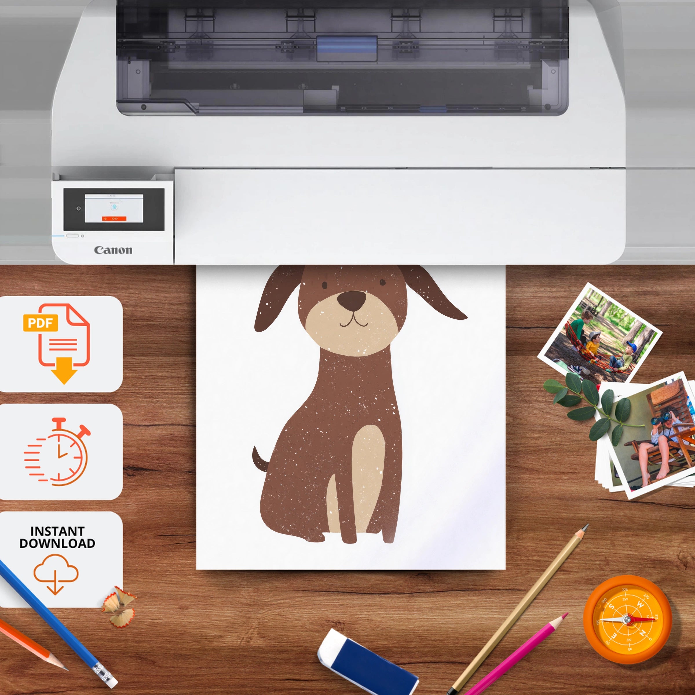 Dog with Antlers Christmas Print - printable nursery wall art, instant download to print at home