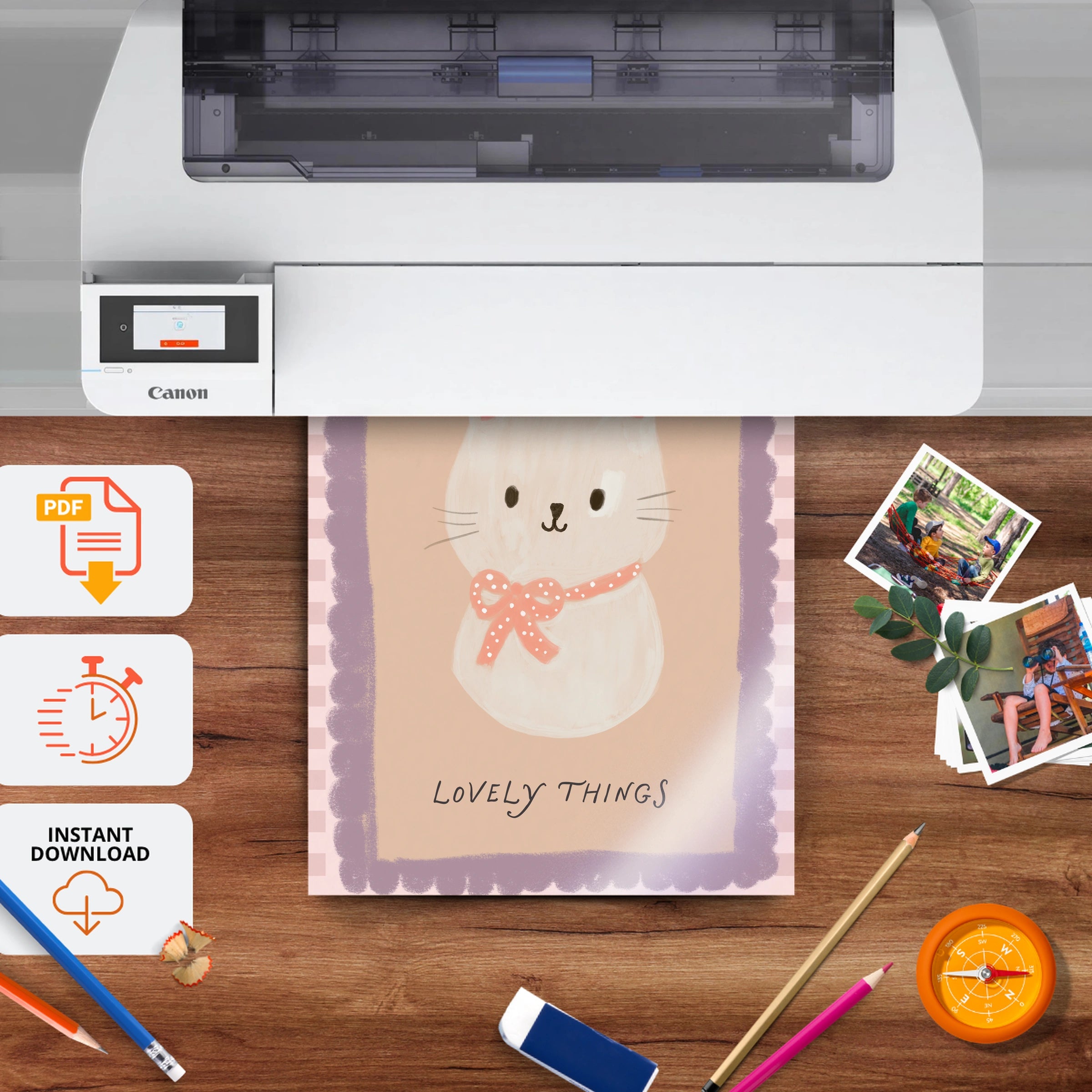 Dream About Lovely Things Bunny Nursery Print - printable nursery wall art, instant download to print at home