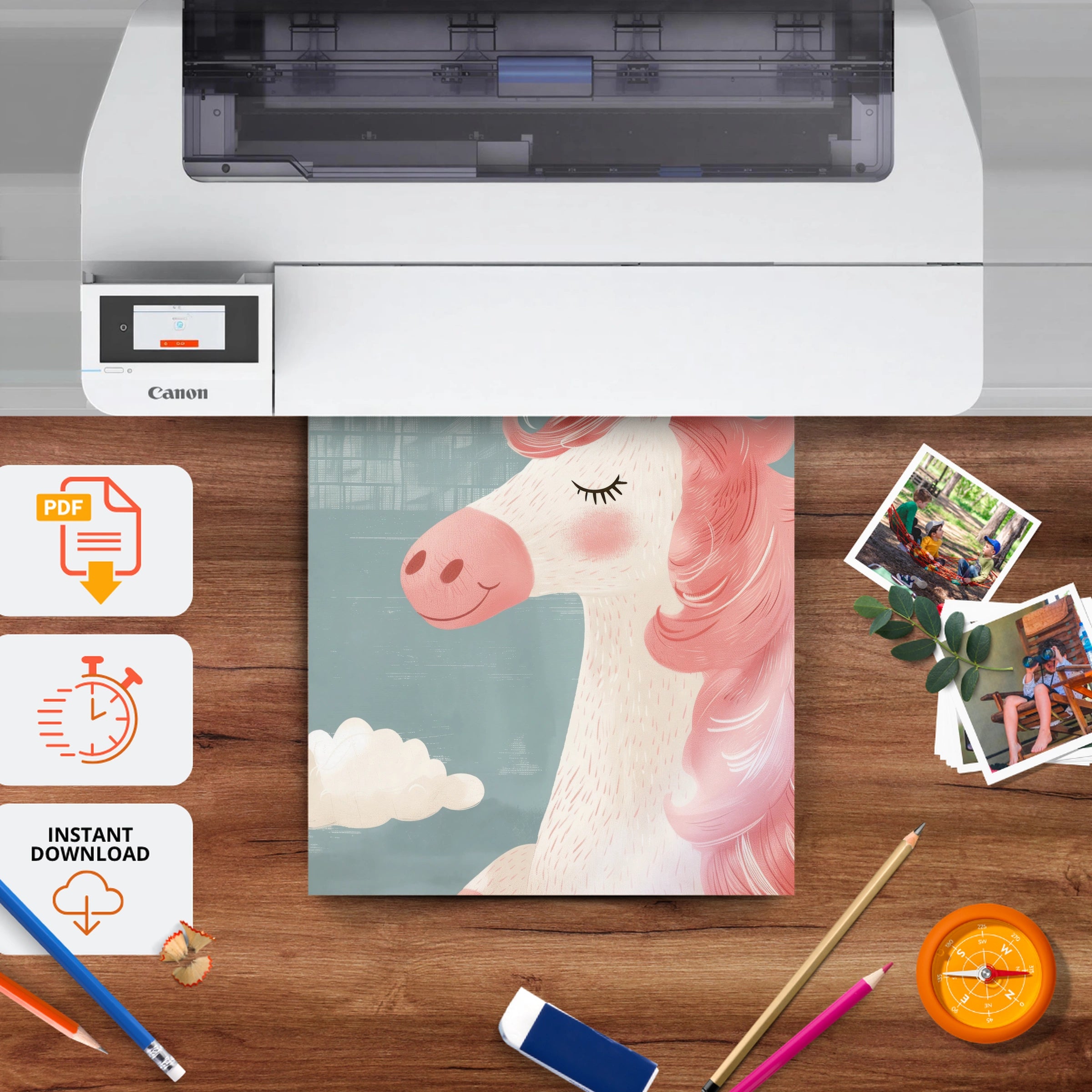 Dreamy Unicorn Nursery Print - printable nursery wall art, instant download to print at home
