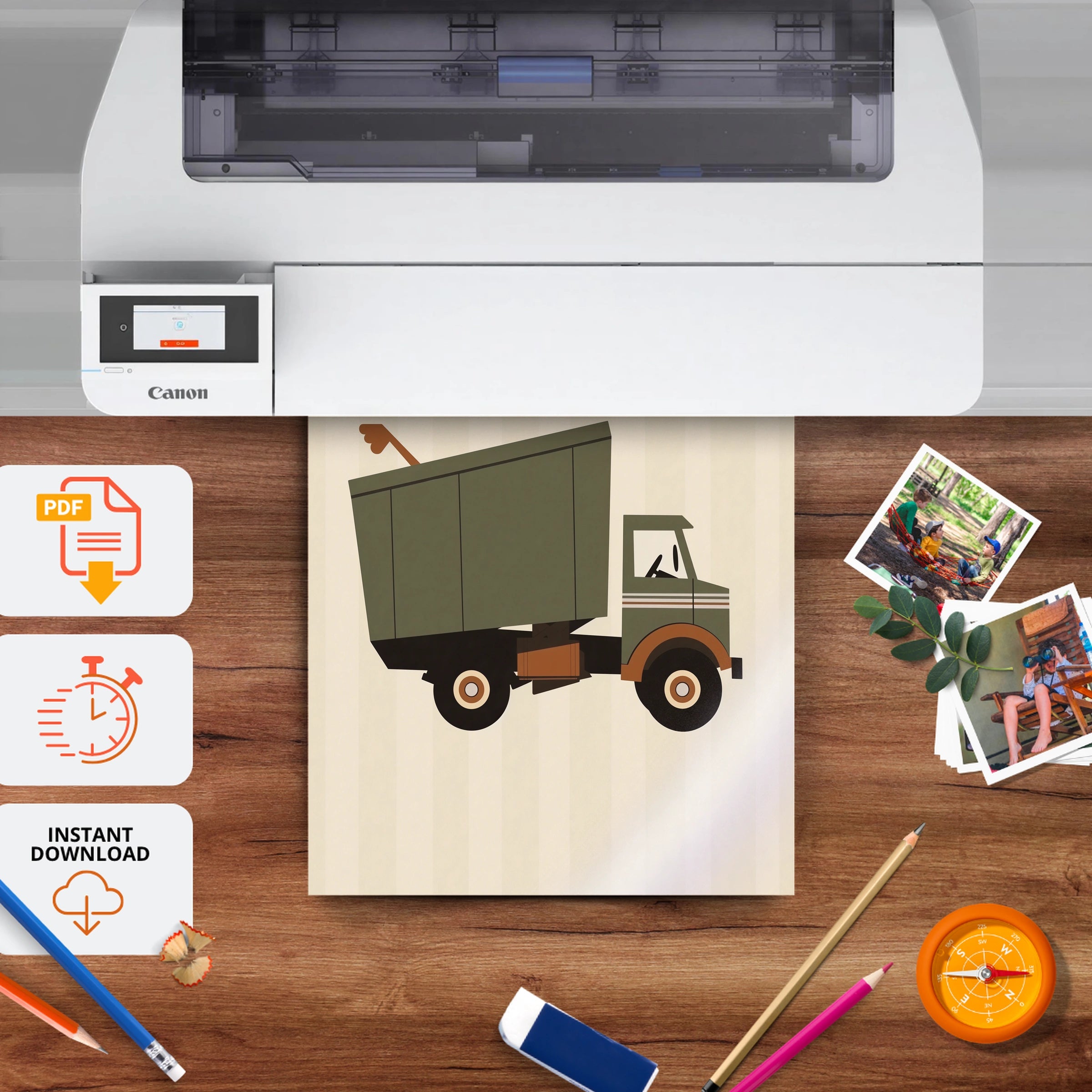 Dump Truck Nursery Print - printable nursery wall art, instant download to print at home