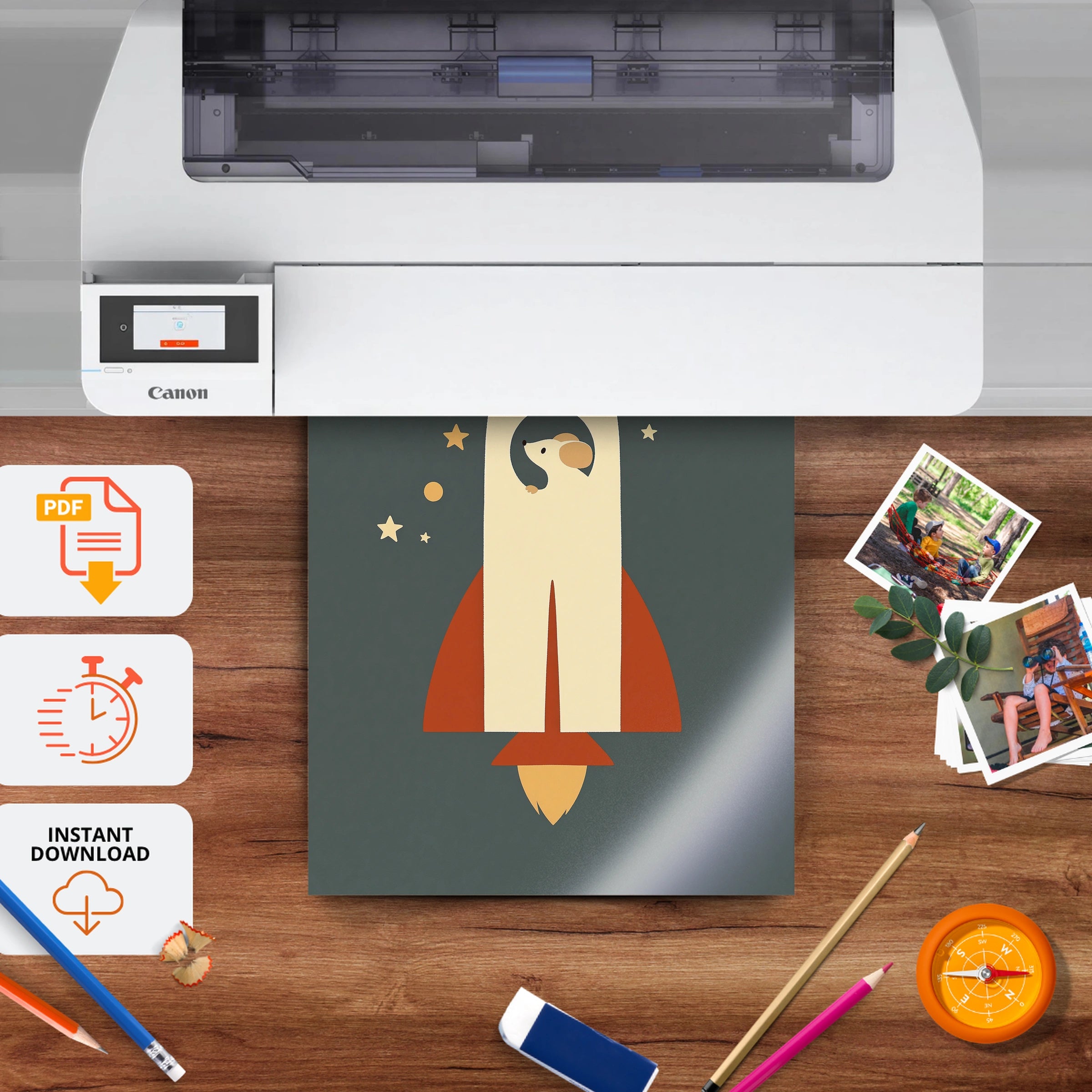 Eagle in a Rocket Nursery Print - printable nursery wall art, instant download to print at home