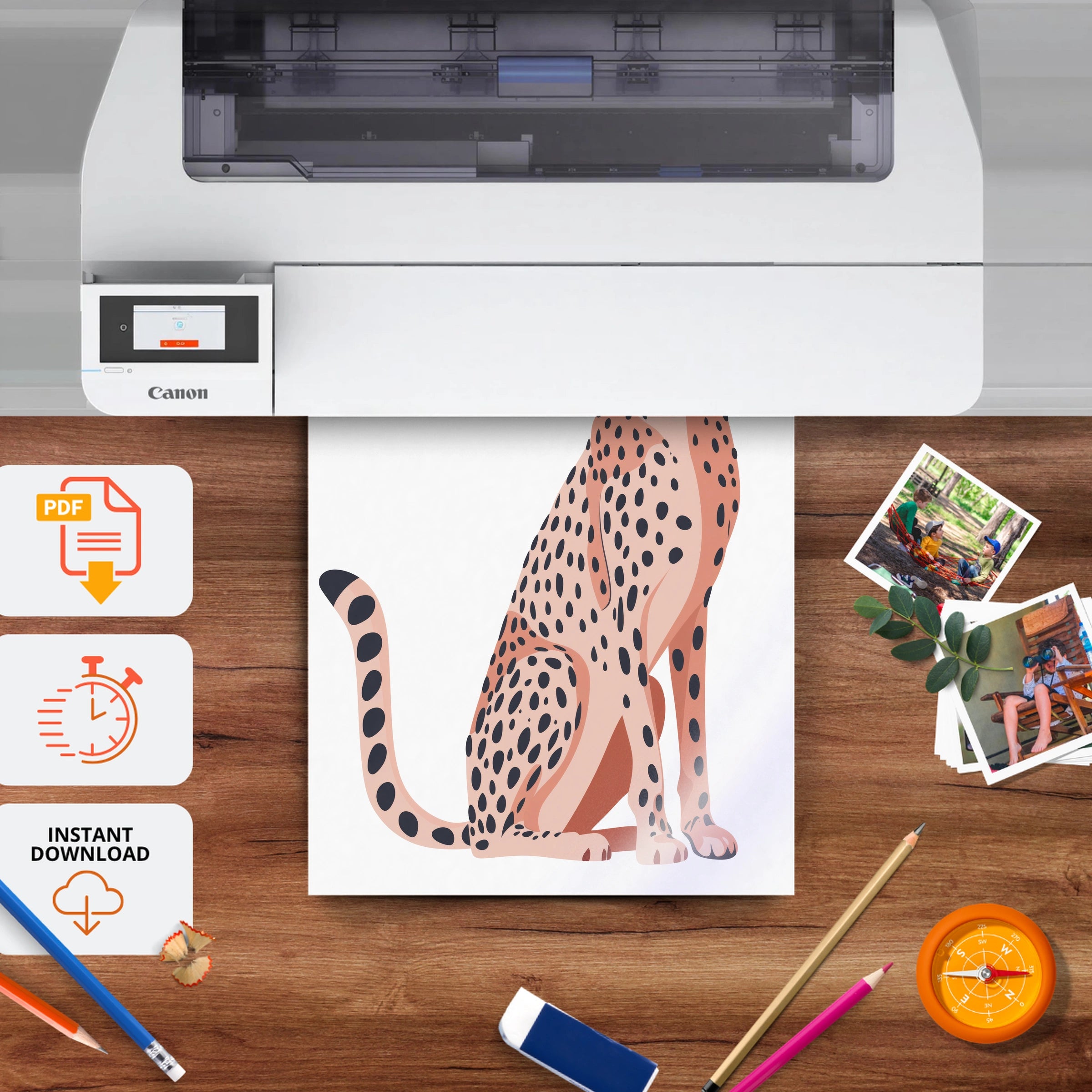 Elegant Cheetah Nursery Print - printable nursery wall art, instant download to print at home