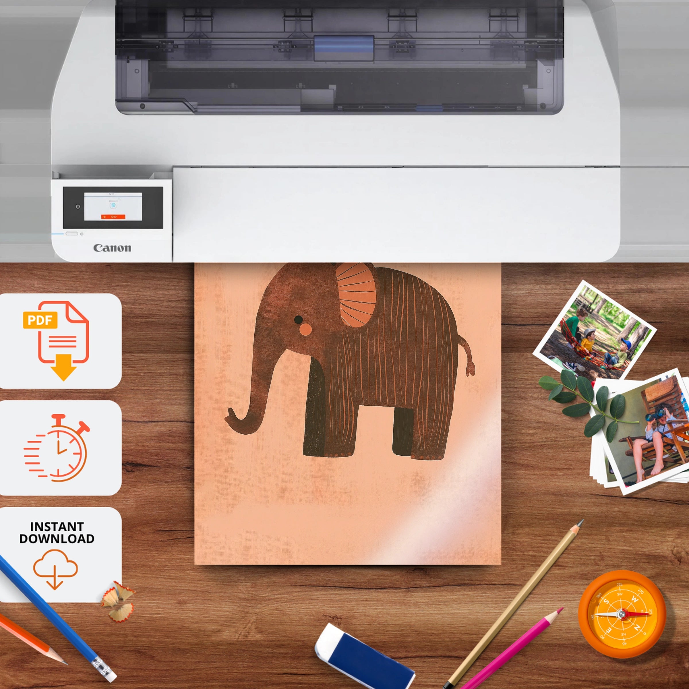 Elephant Nursery Print - printable nursery wall art, instant download to print at home