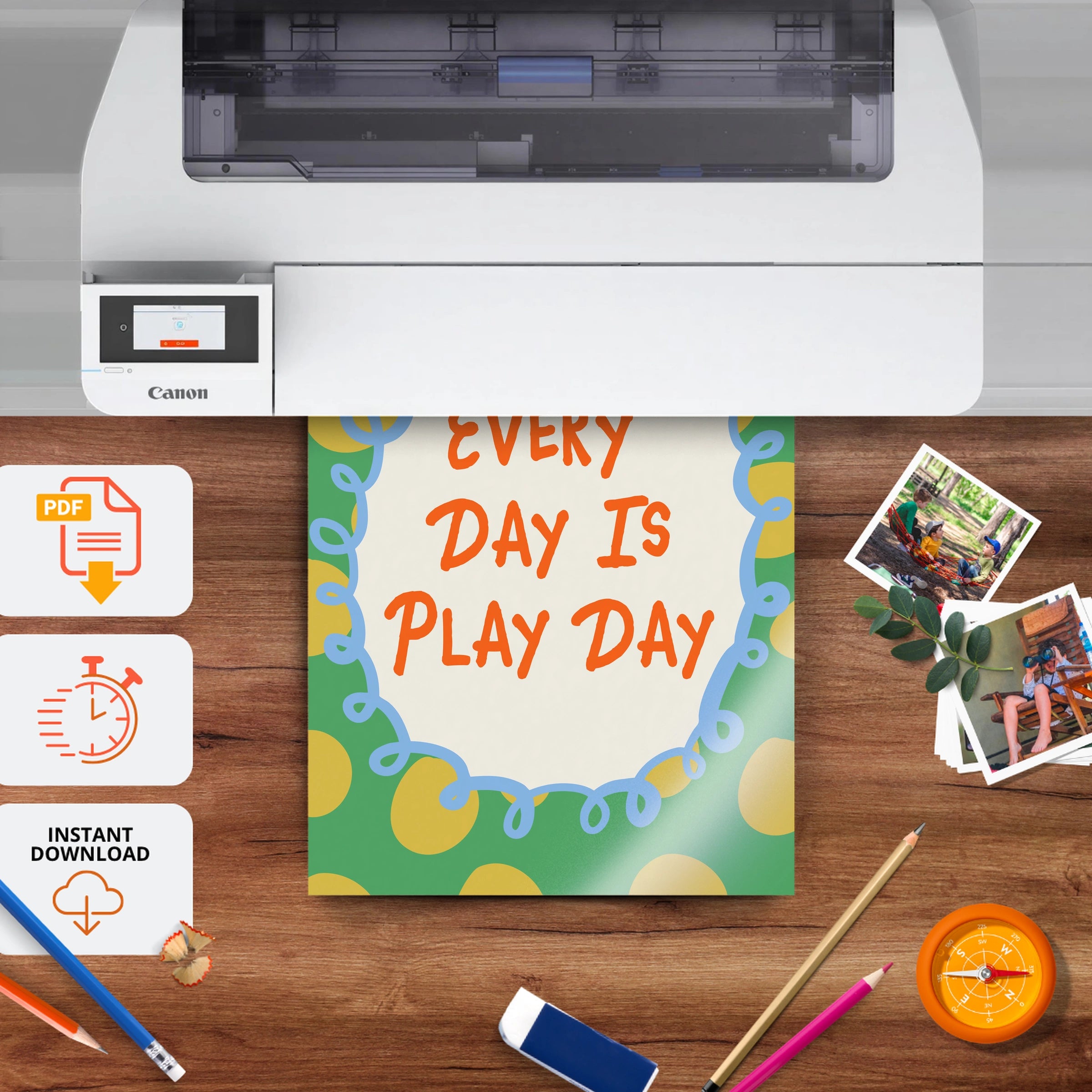 Every Day Is Play Day Nursery Print - printable nursery wall art, instant download to print at home