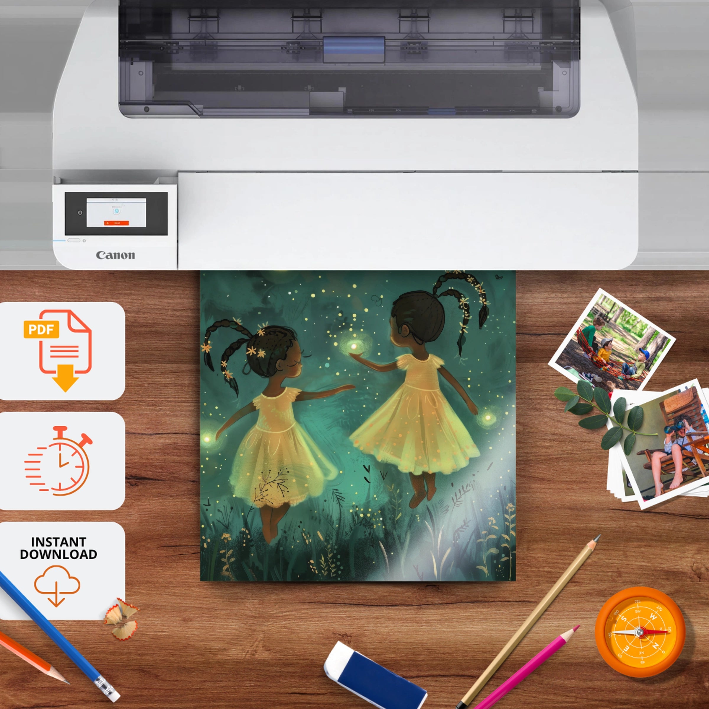 Fairies Dancing Nursery Print - printable nursery wall art, instant download to print at home