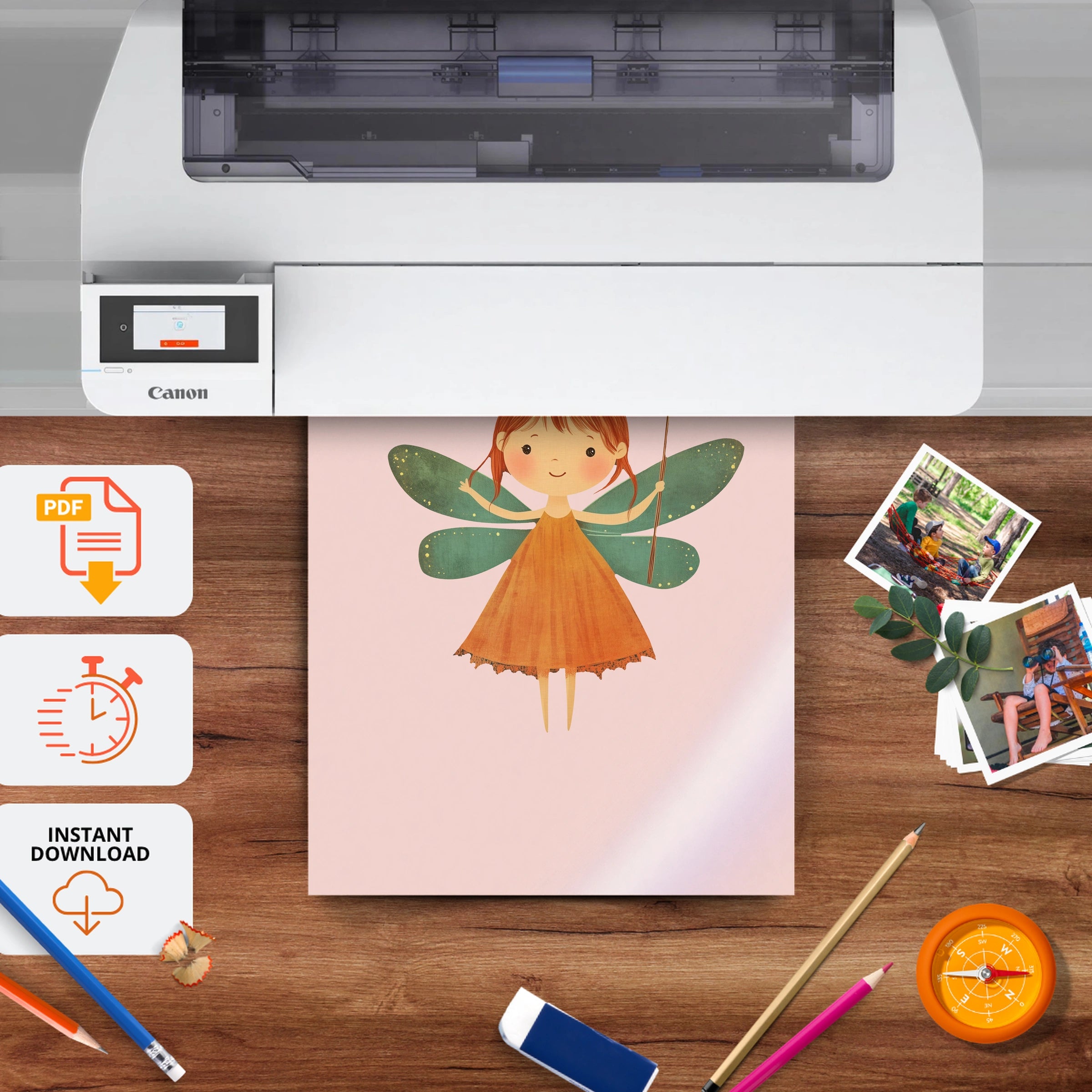 Fairy Girl Nursery Print - printable nursery wall art, instant download to print at home