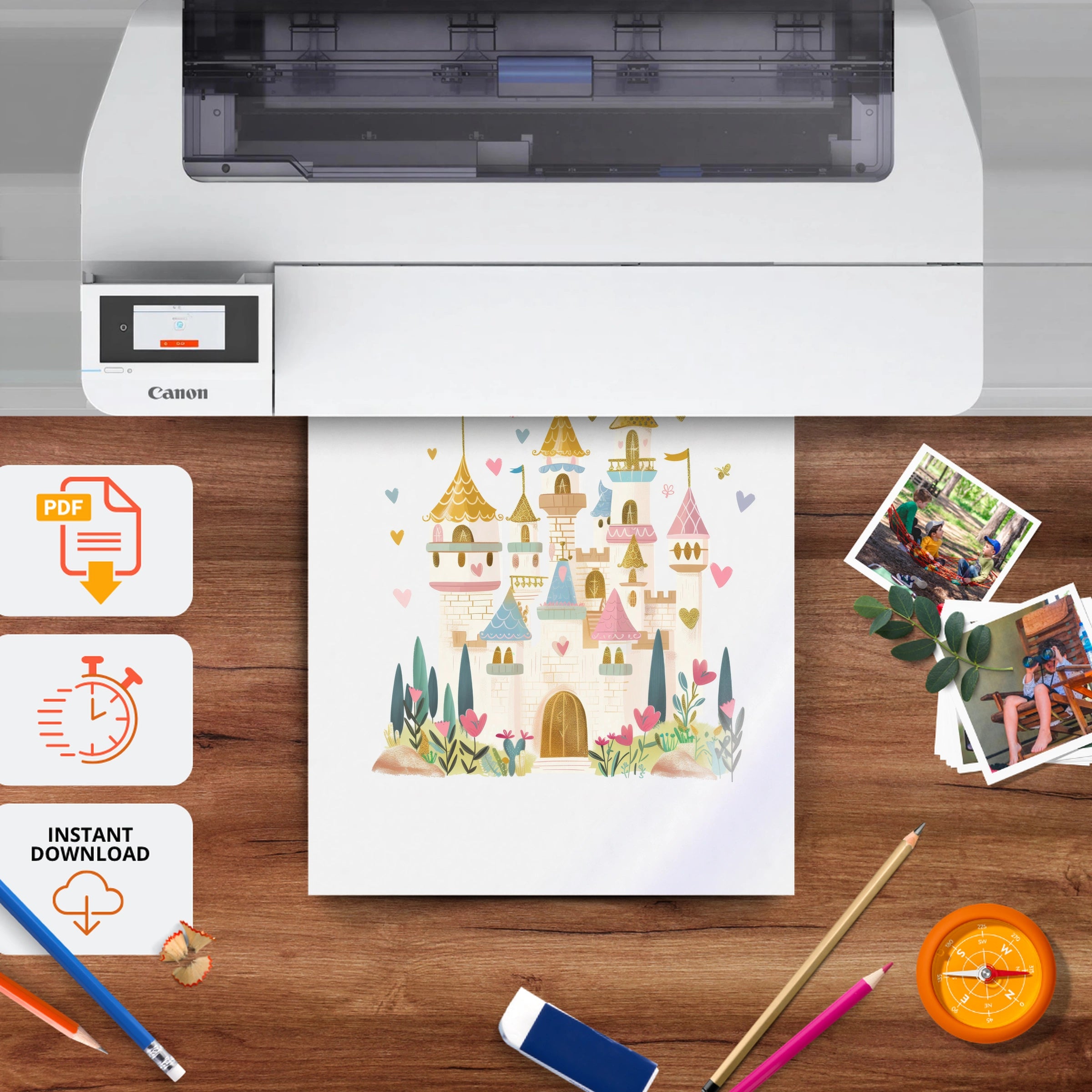 Fairytale Castle Nursery Print - printable nursery wall art, instant download to print at home