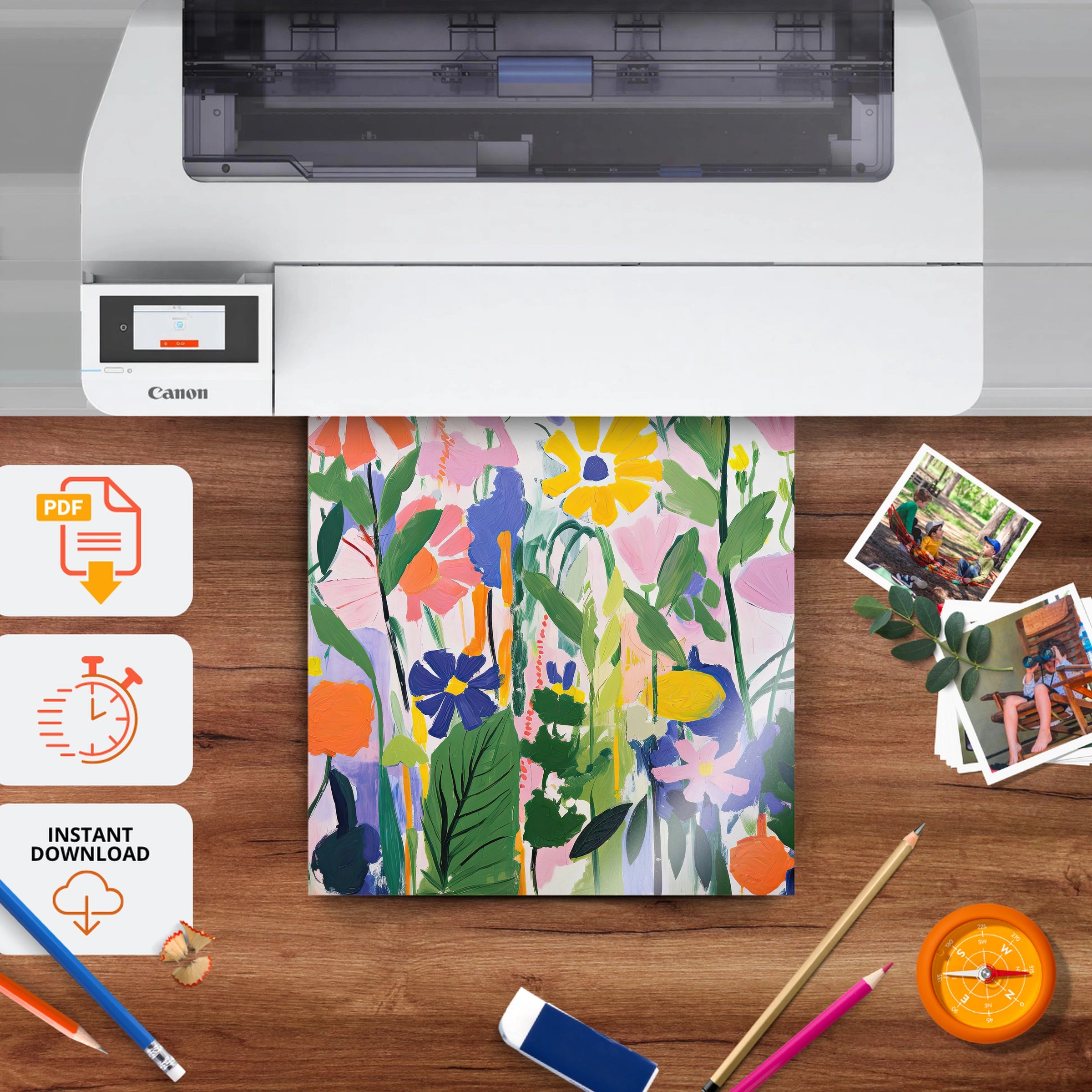 Field of Flowers Nursery Print - printable nursery wall art, instant download to print at home