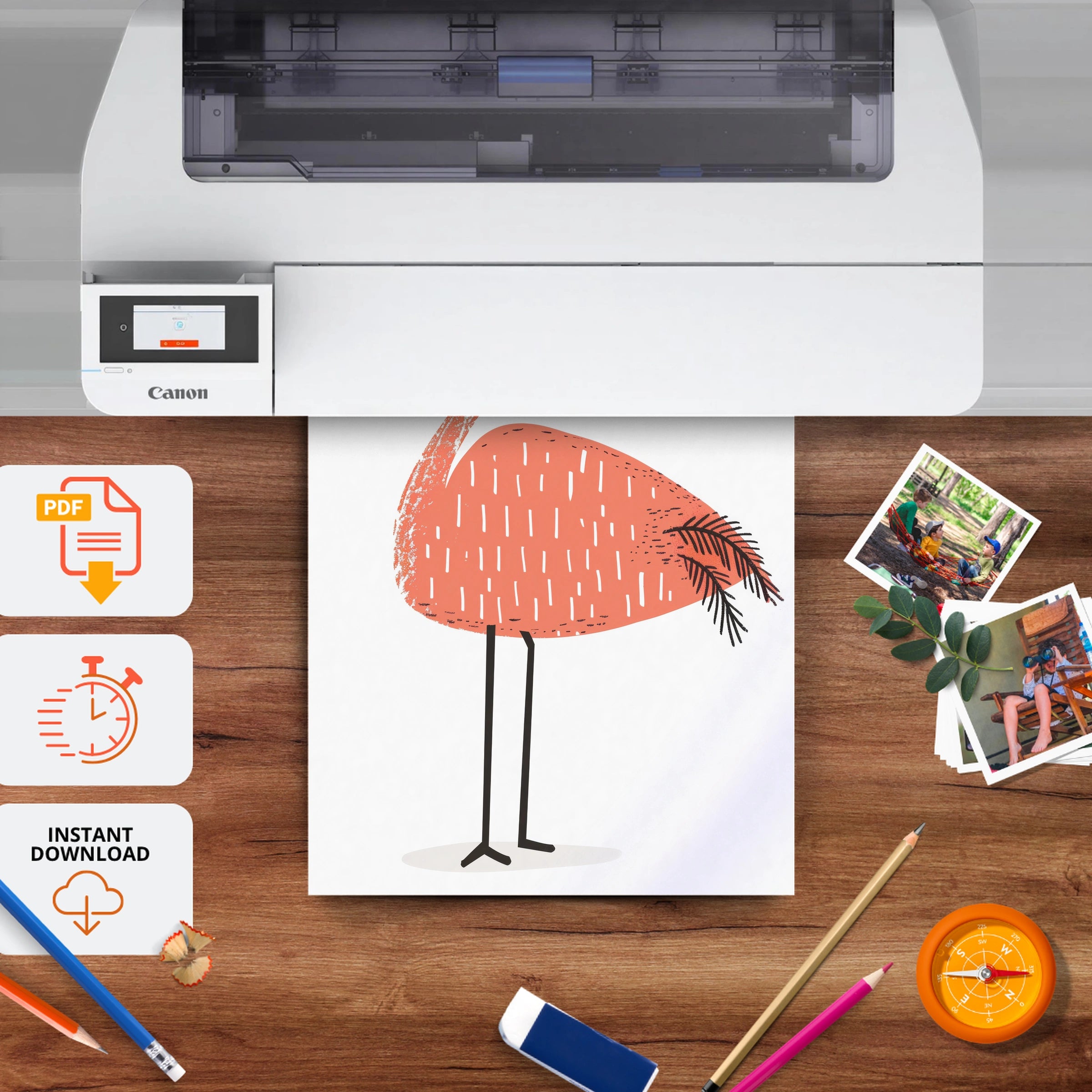 Flamingo Nursery Print - printable nursery wall art, instant download to print at home
