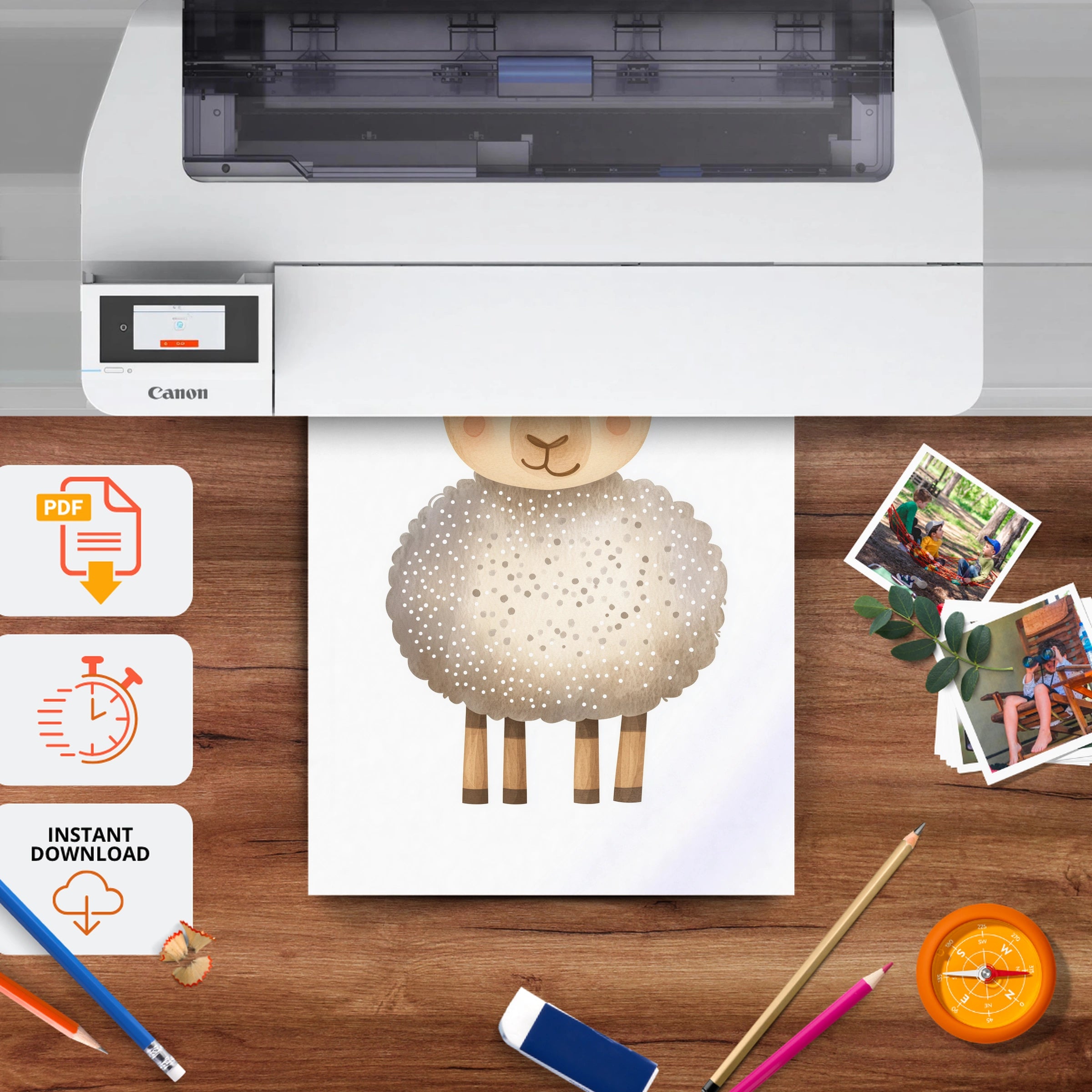 Fluffy Sheep Nursery Print - printable nursery wall art, instant download to print at home