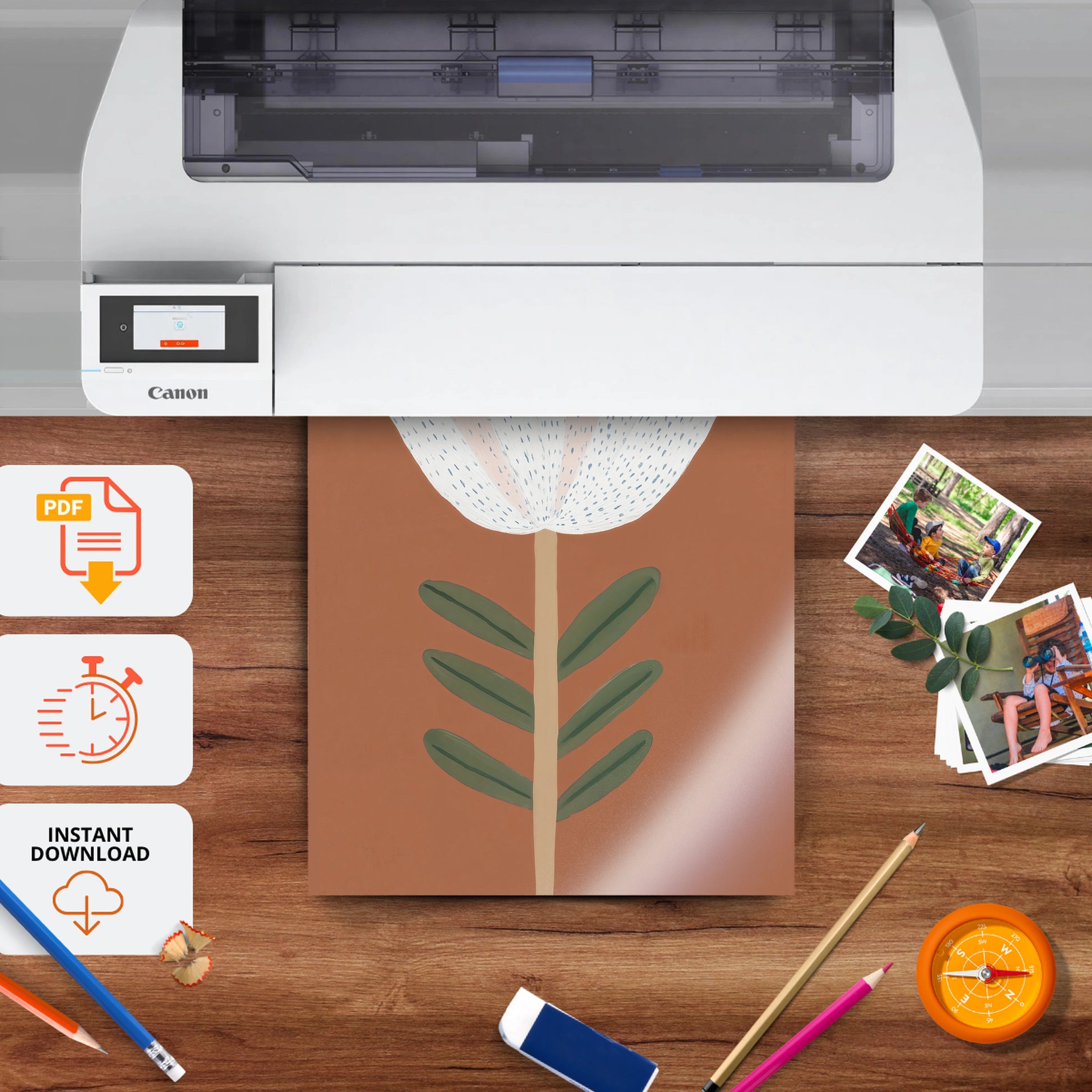 Folk Flower Nursery Print - printable nursery wall art, instant download to print at home