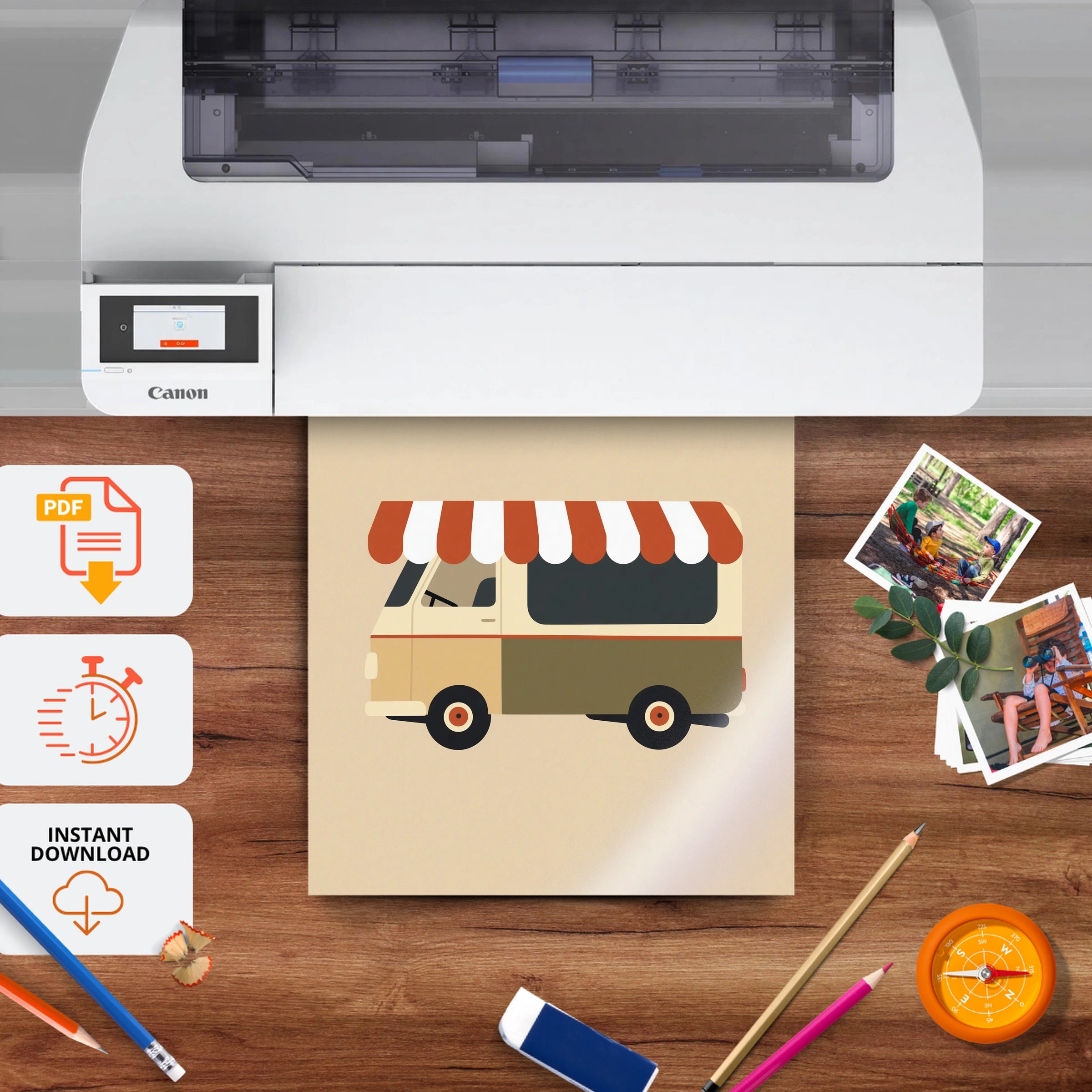 Food Truck Nursery Print - printable nursery wall art, instant download to print at home