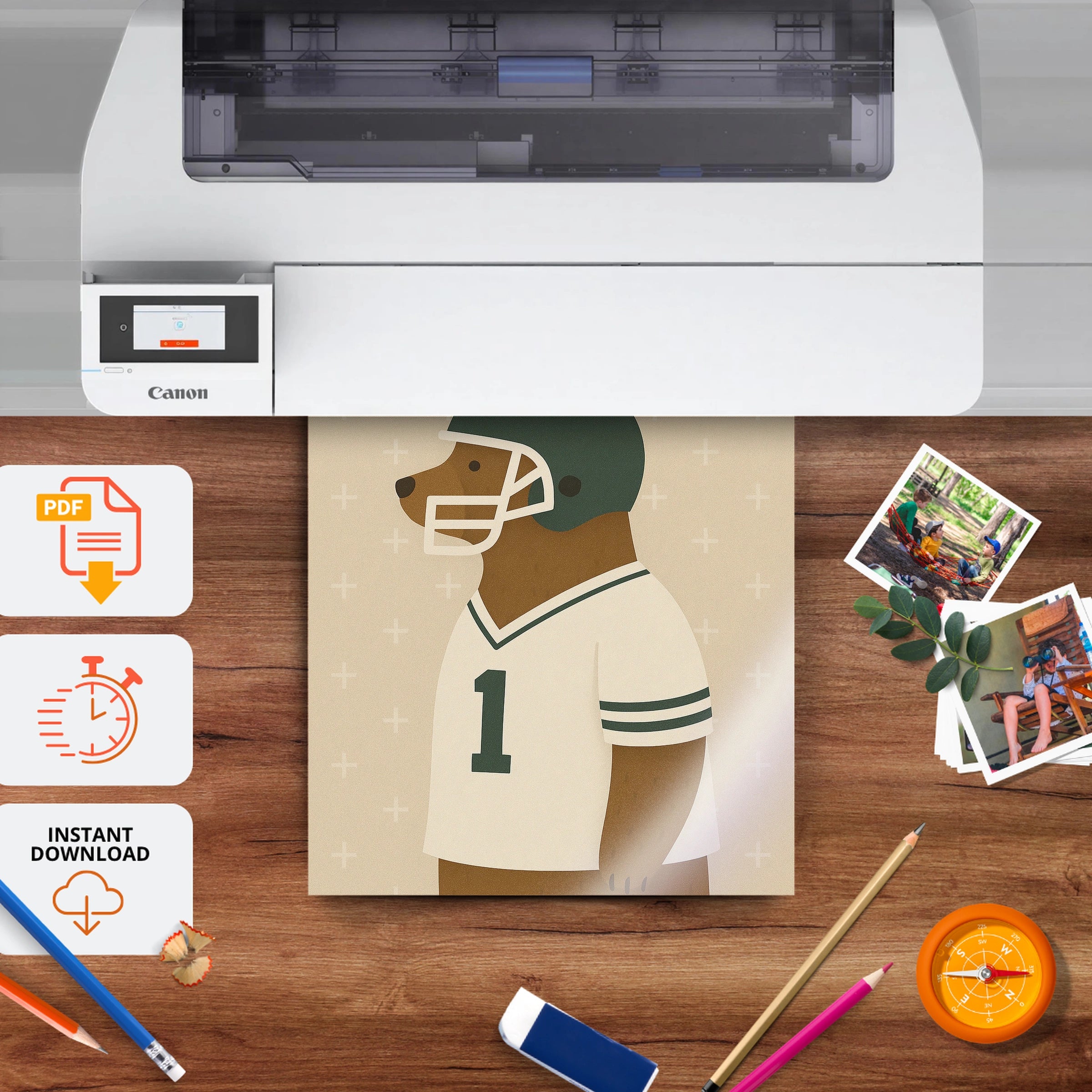 Football Dog Nursery Print - printable nursery wall art, instant download to print at home