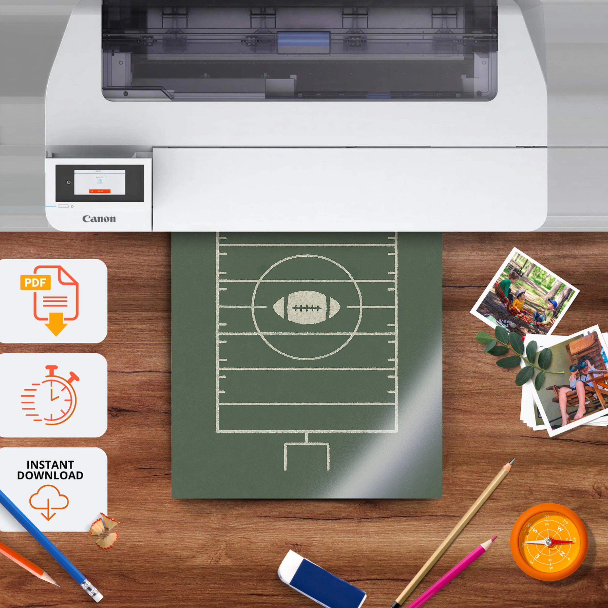 Football Field Nursery Print - printable nursery wall art, instant download to print at home