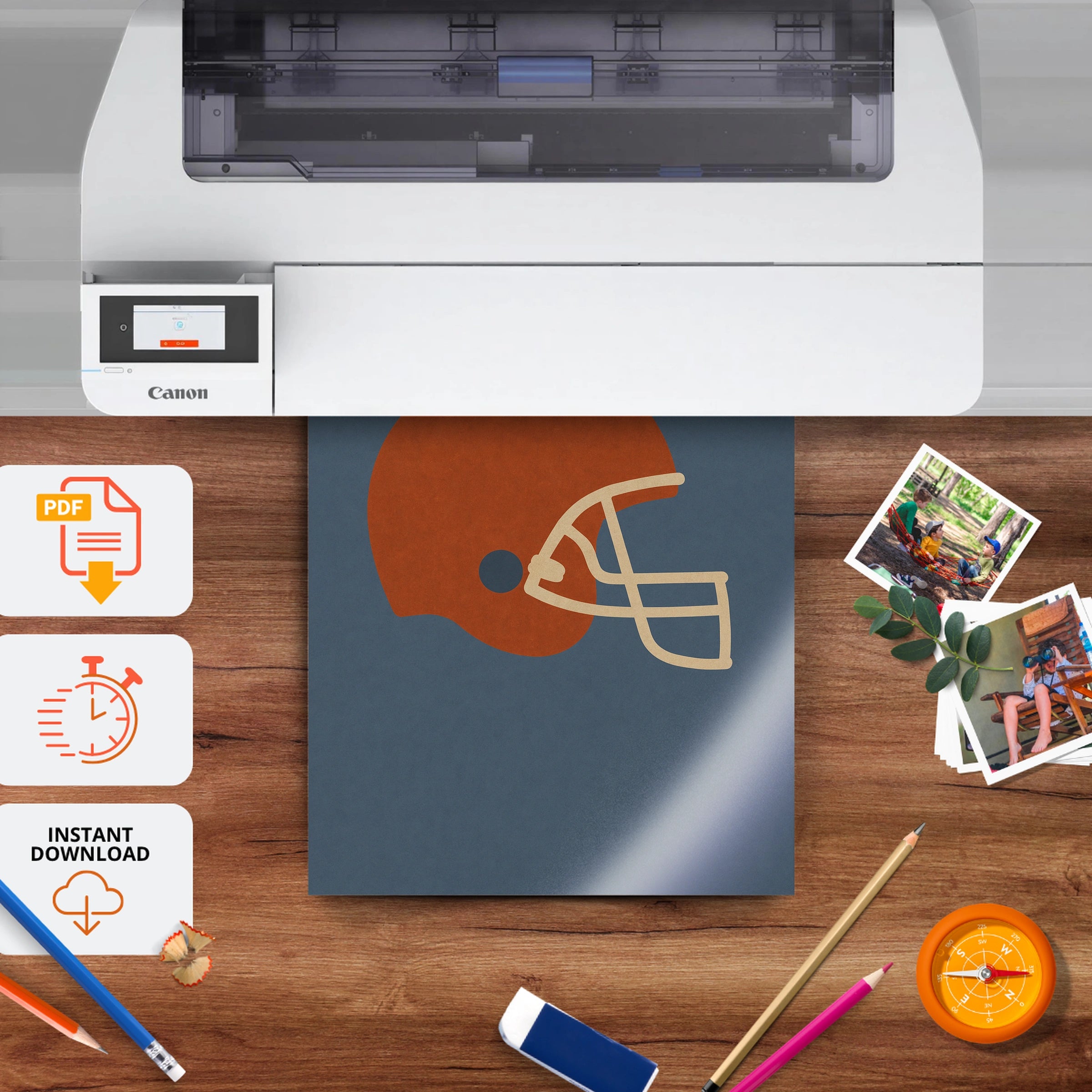 Football Helmet Nursery Print - printable nursery wall art, instant download to print at home