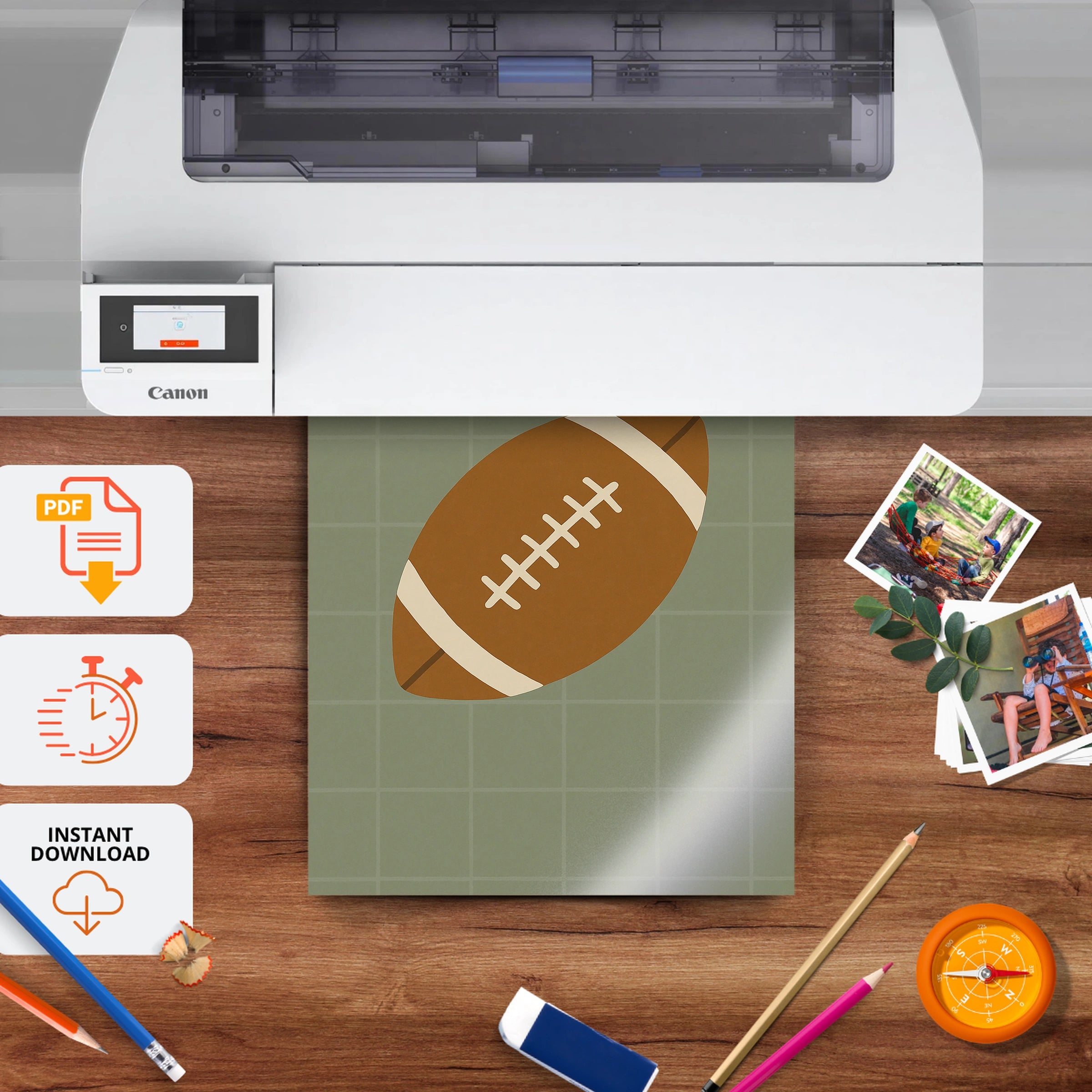 Football Three Nursery Print - printable nursery wall art, instant download to print at home