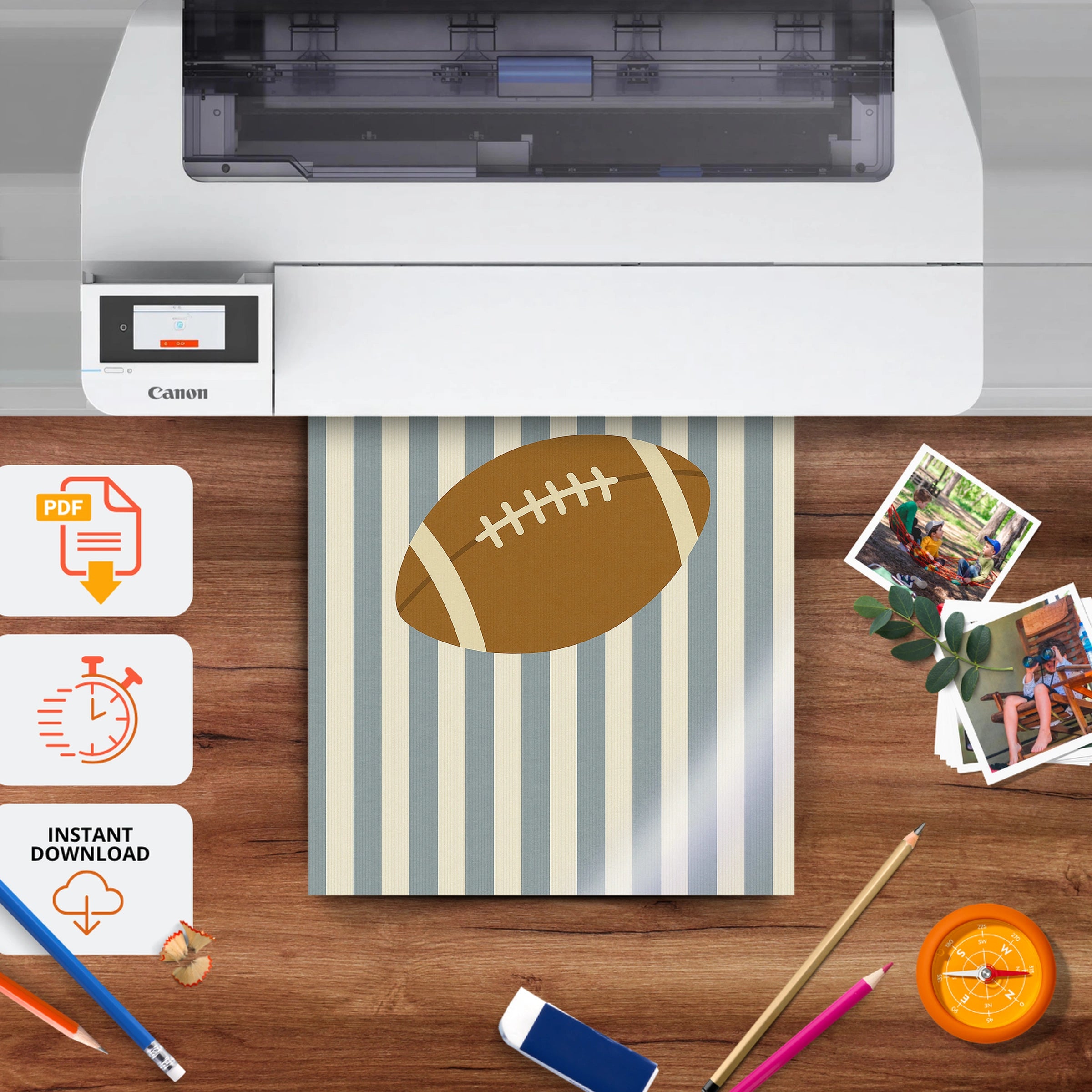 Football Two Nursery Print - printable nursery wall art, instant download to print at home