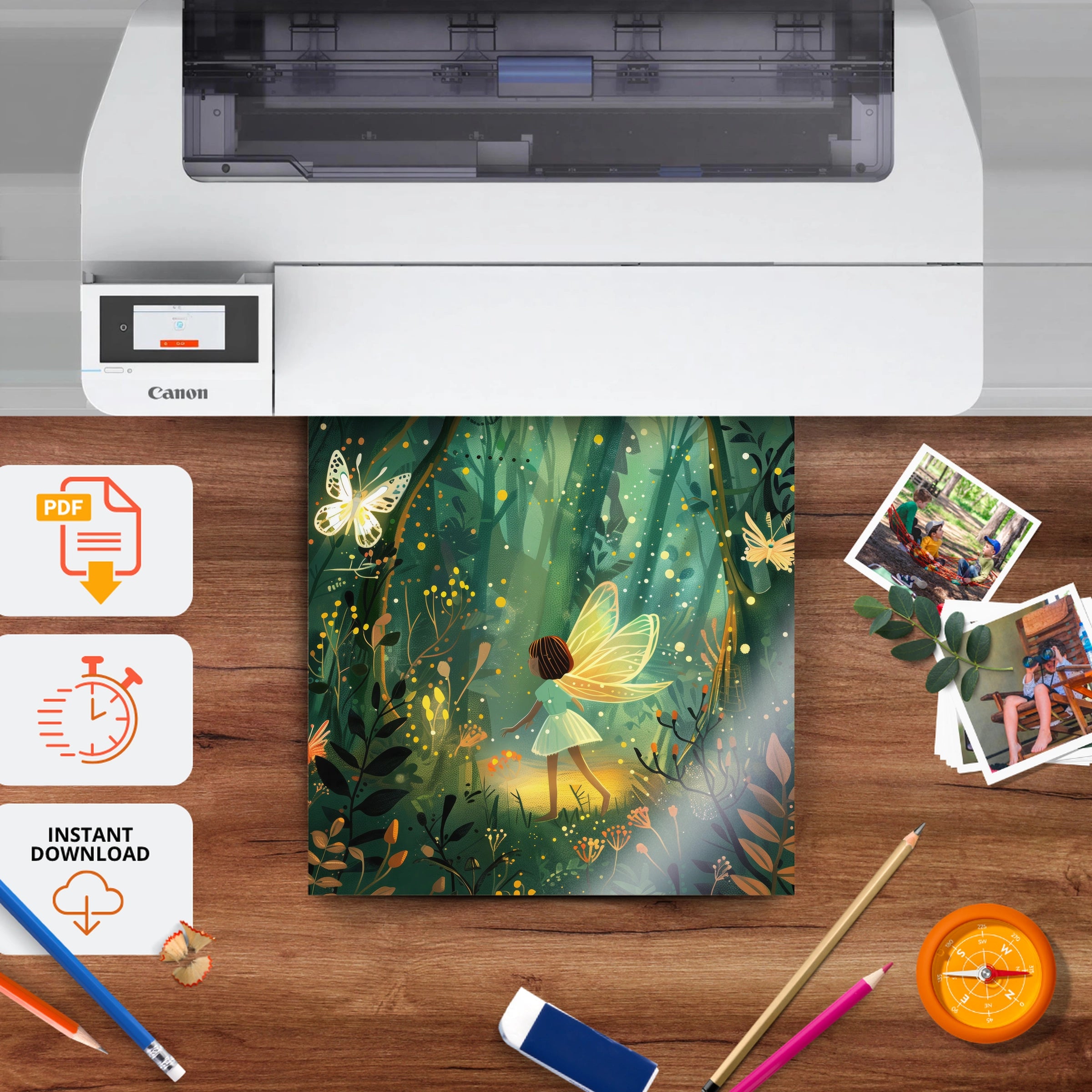 Forest Fairy Nursery Print - printable nursery wall art, instant download to print at home