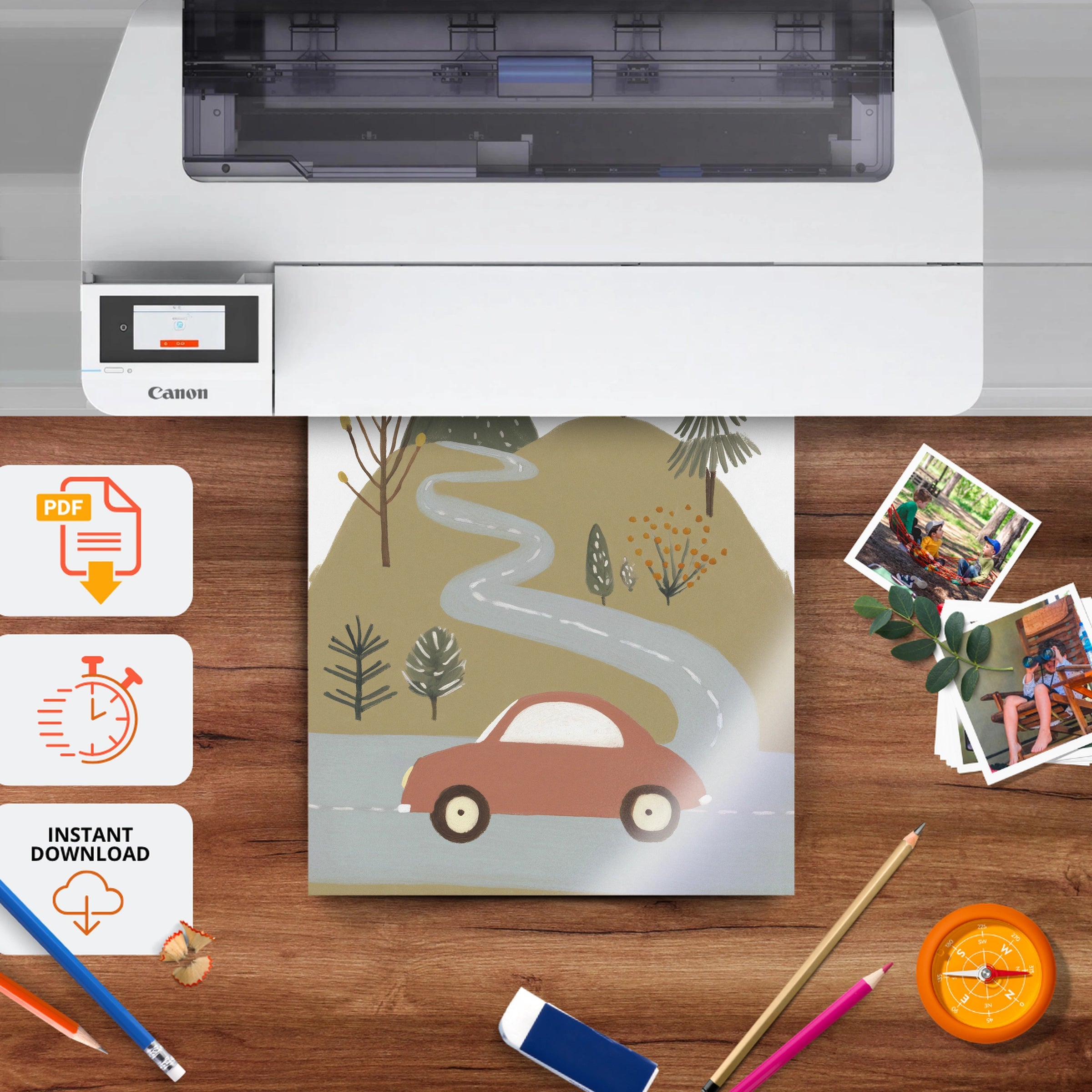 Forest Wolf Nursery Print - printable nursery wall art, instant download to print at home