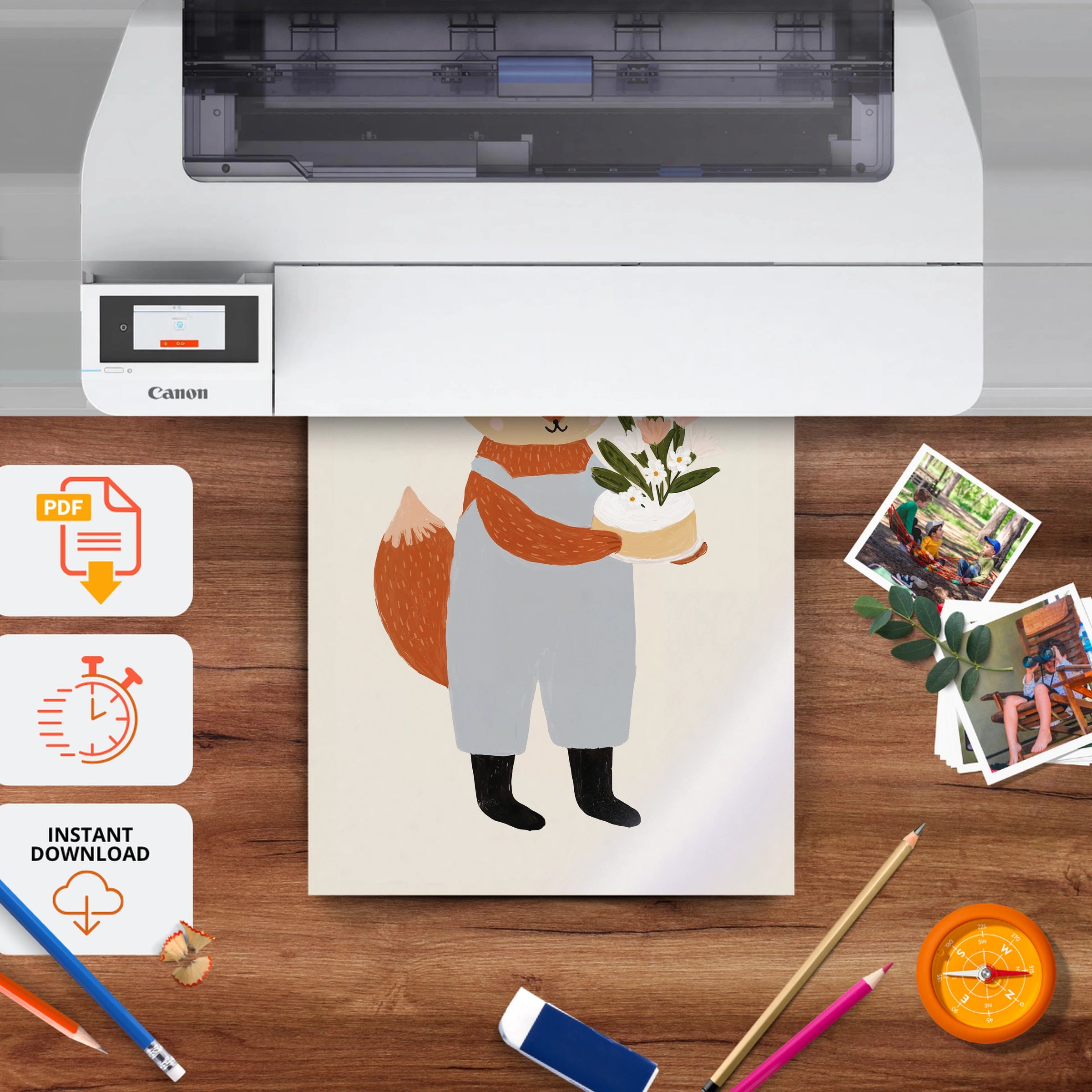 Foxes in Love Nursery Print - printable nursery wall art, instant download to print at home