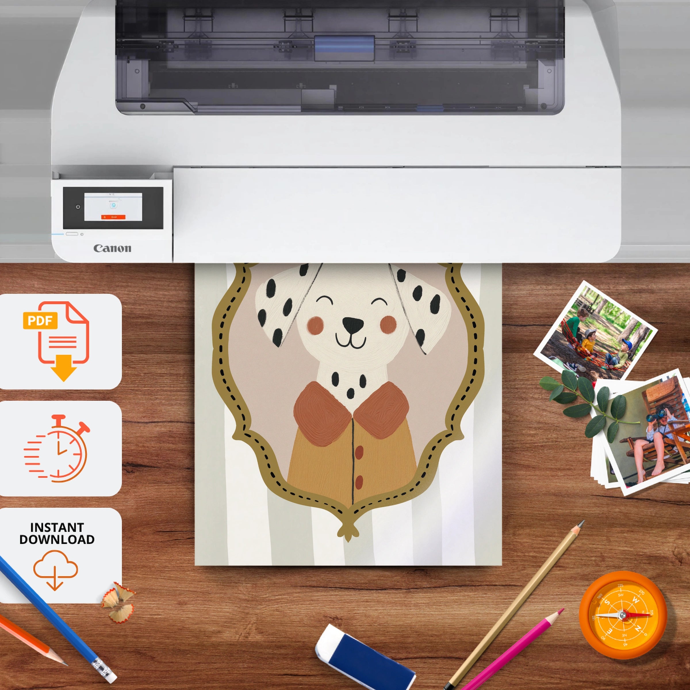 Framed Dog Nursery Print - printable nursery wall art, instant download to print at home
