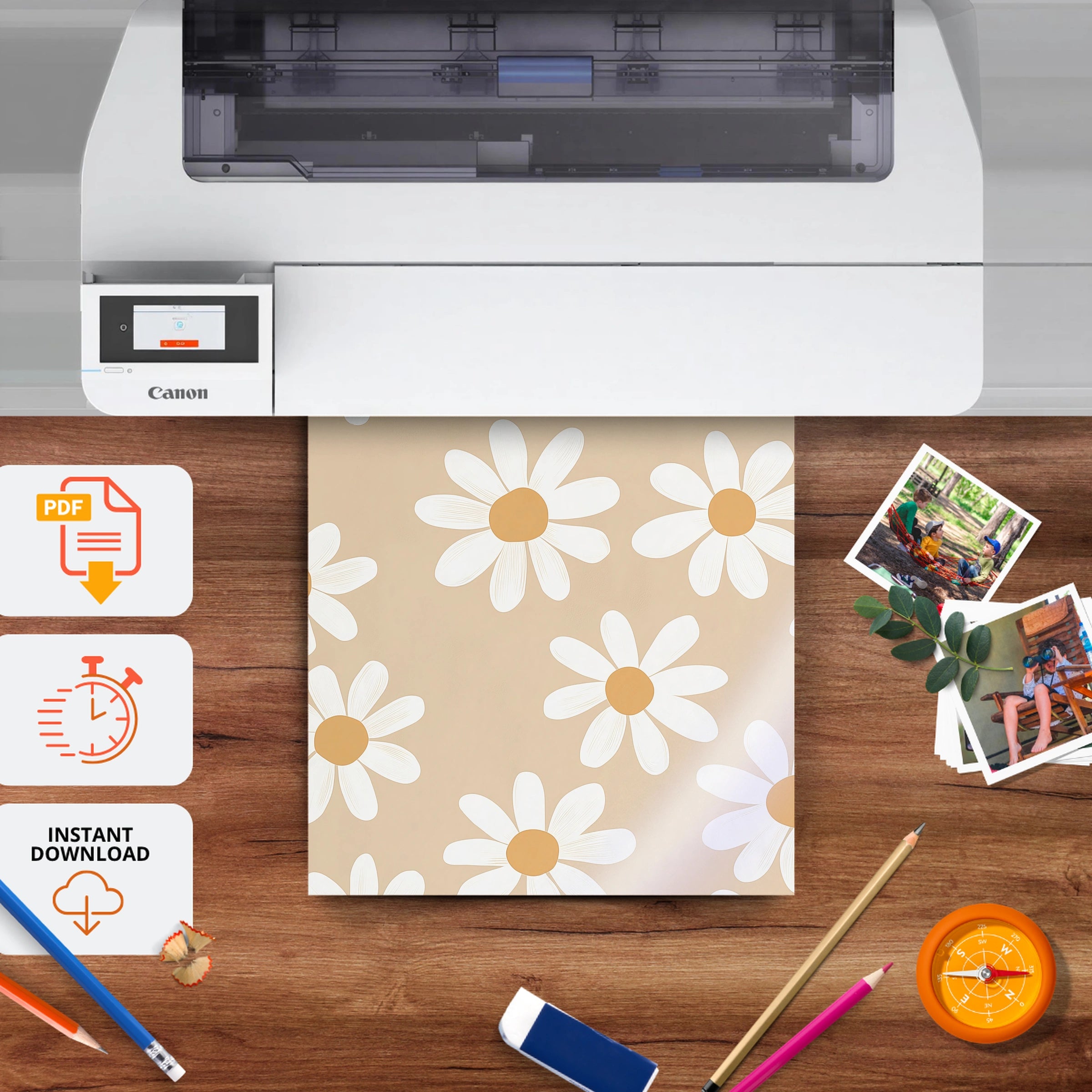 Fresh Daisies Nursery Print - printable nursery wall art, instant download to print at home