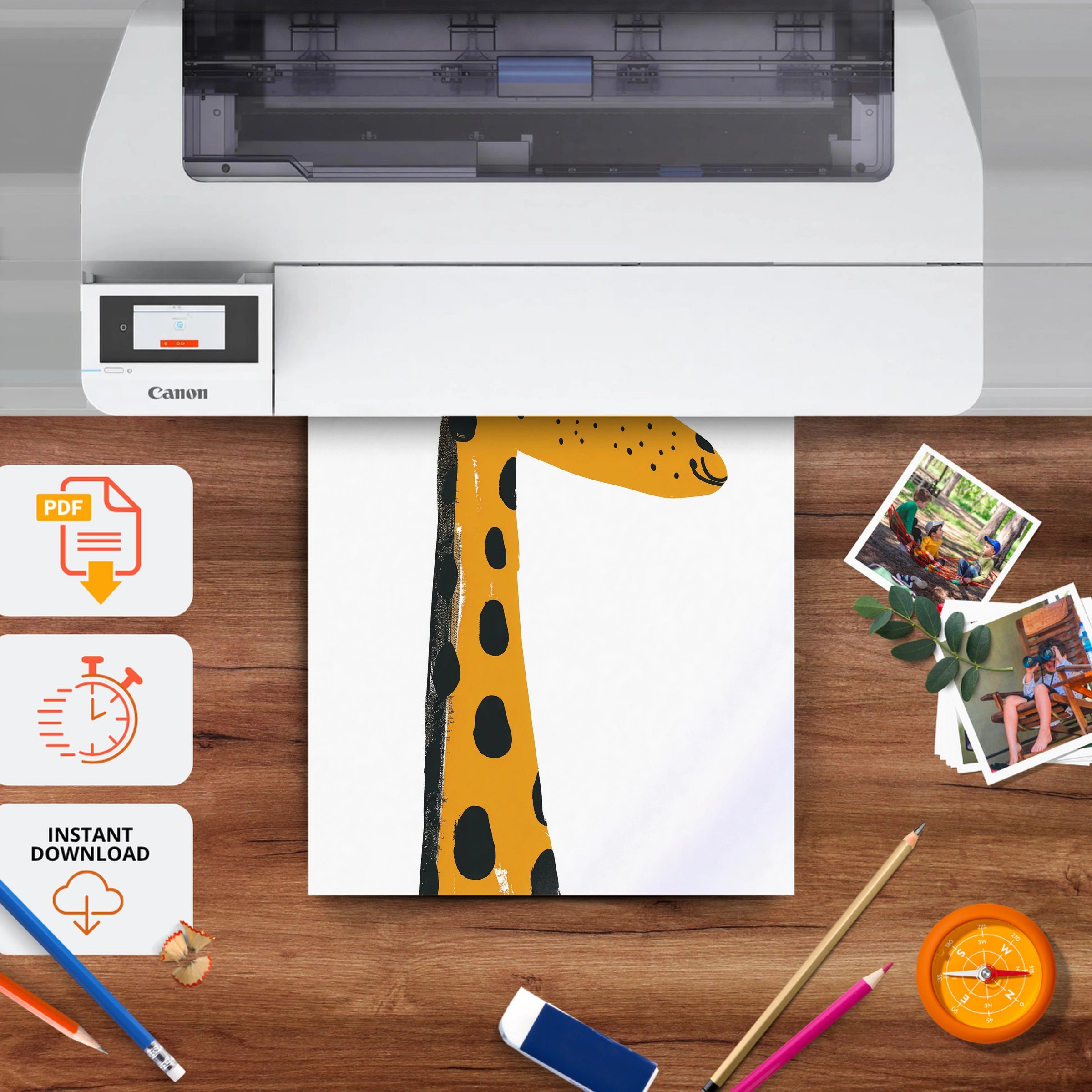 Friendly Giraffe Nursery Print - printable nursery wall art, instant download to print at home