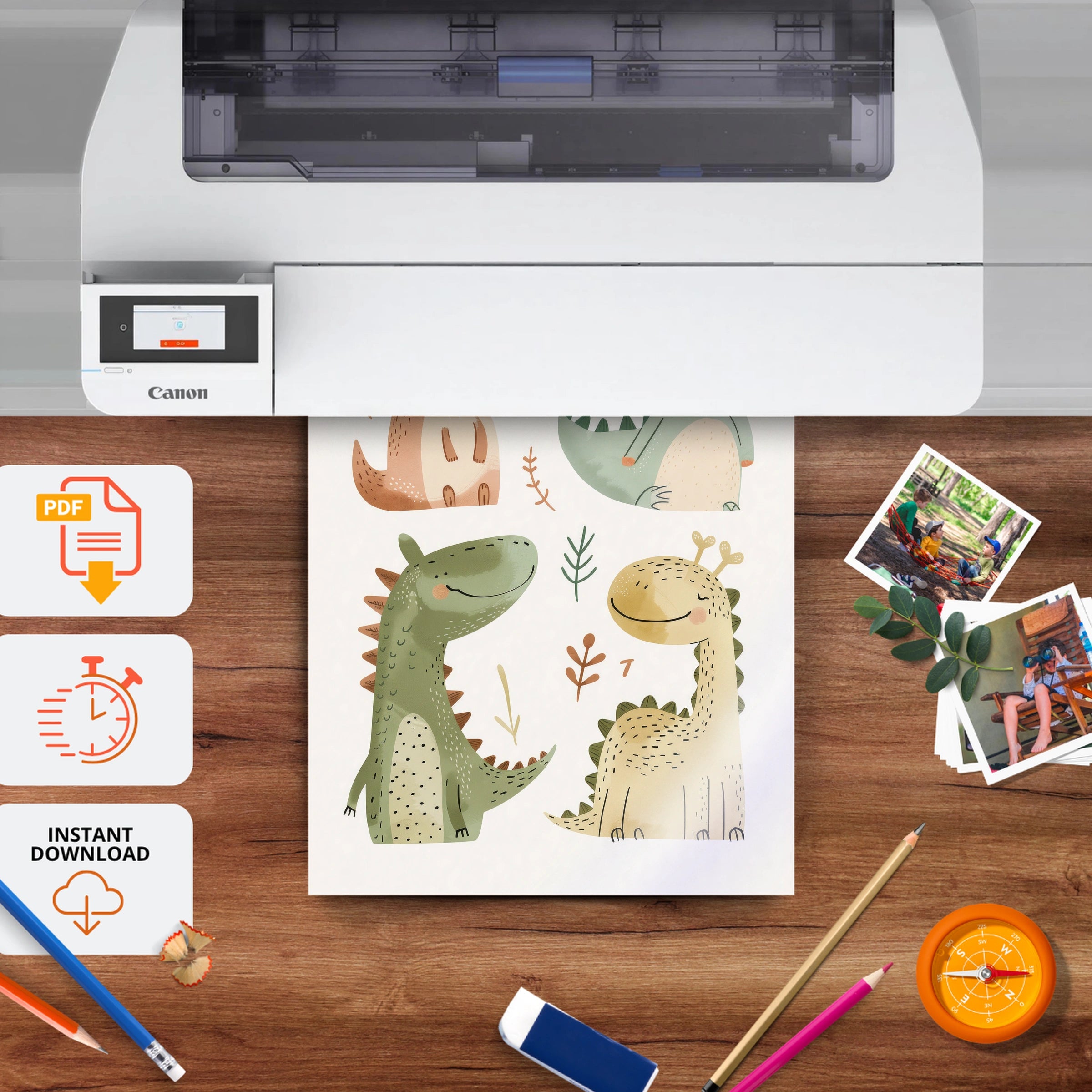 Friendly Green Dragon Nursery Print - printable nursery wall art, instant download to print at home