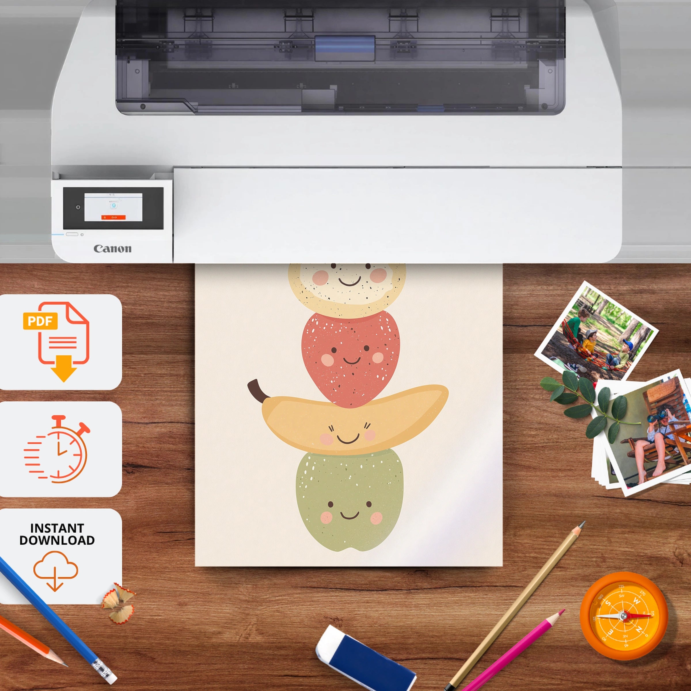 Fruit Stack Nursery Print - printable nursery wall art, instant download to print at home