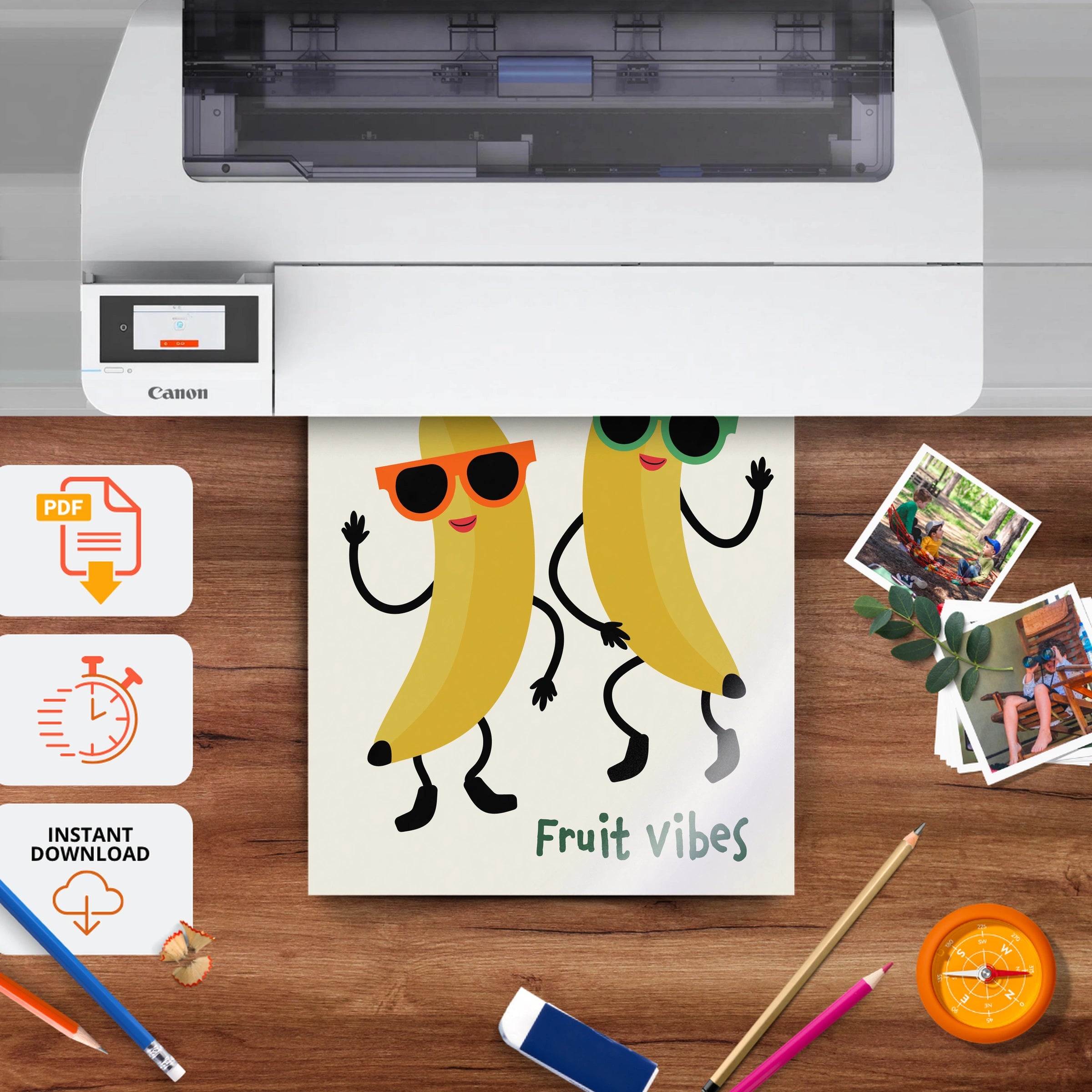Funky Fruit Vibes Nursery Print - printable nursery wall art, instant download to print at home