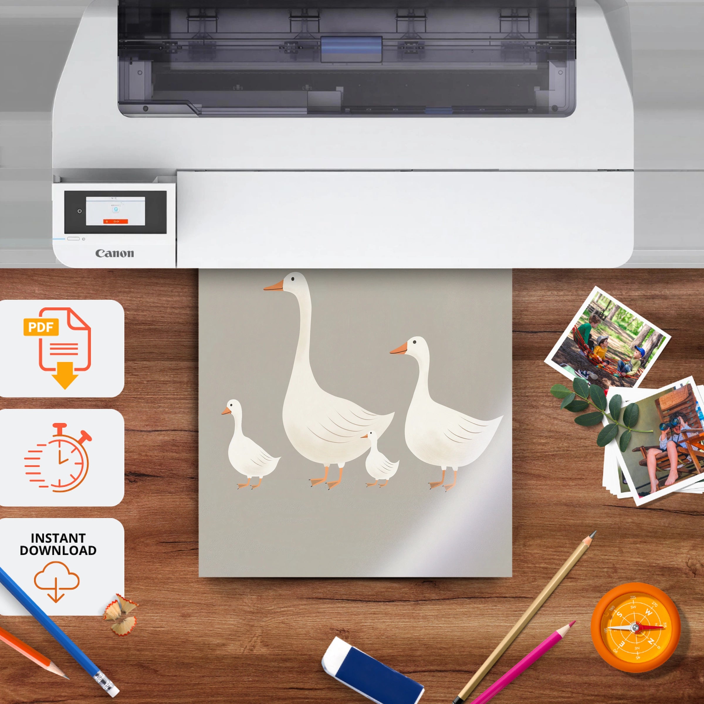 Geese Family Nursery Print - printable nursery wall art, instant download to print at home