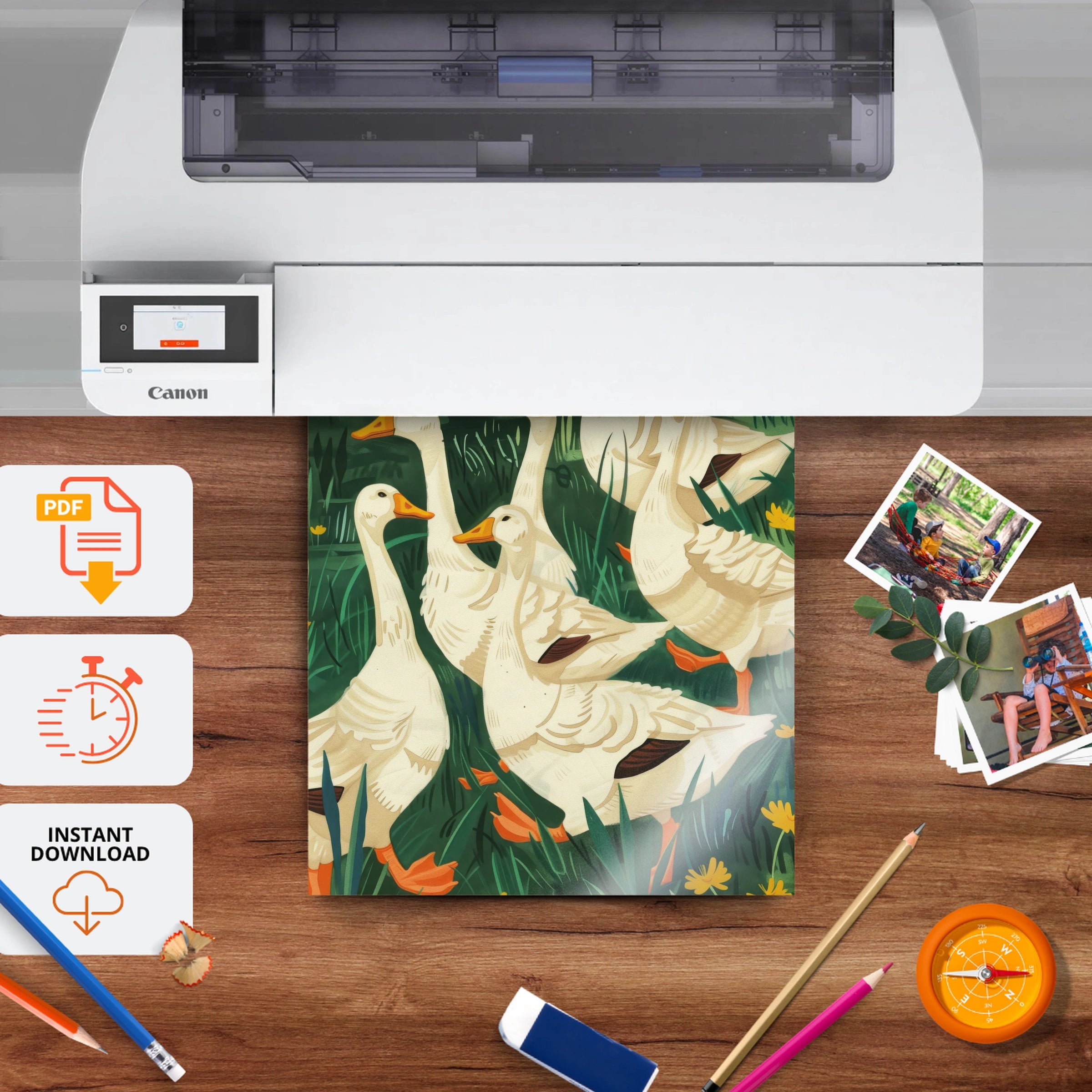 Geese in the Meadow Nursery Print - printable nursery wall art, instant download to print at home