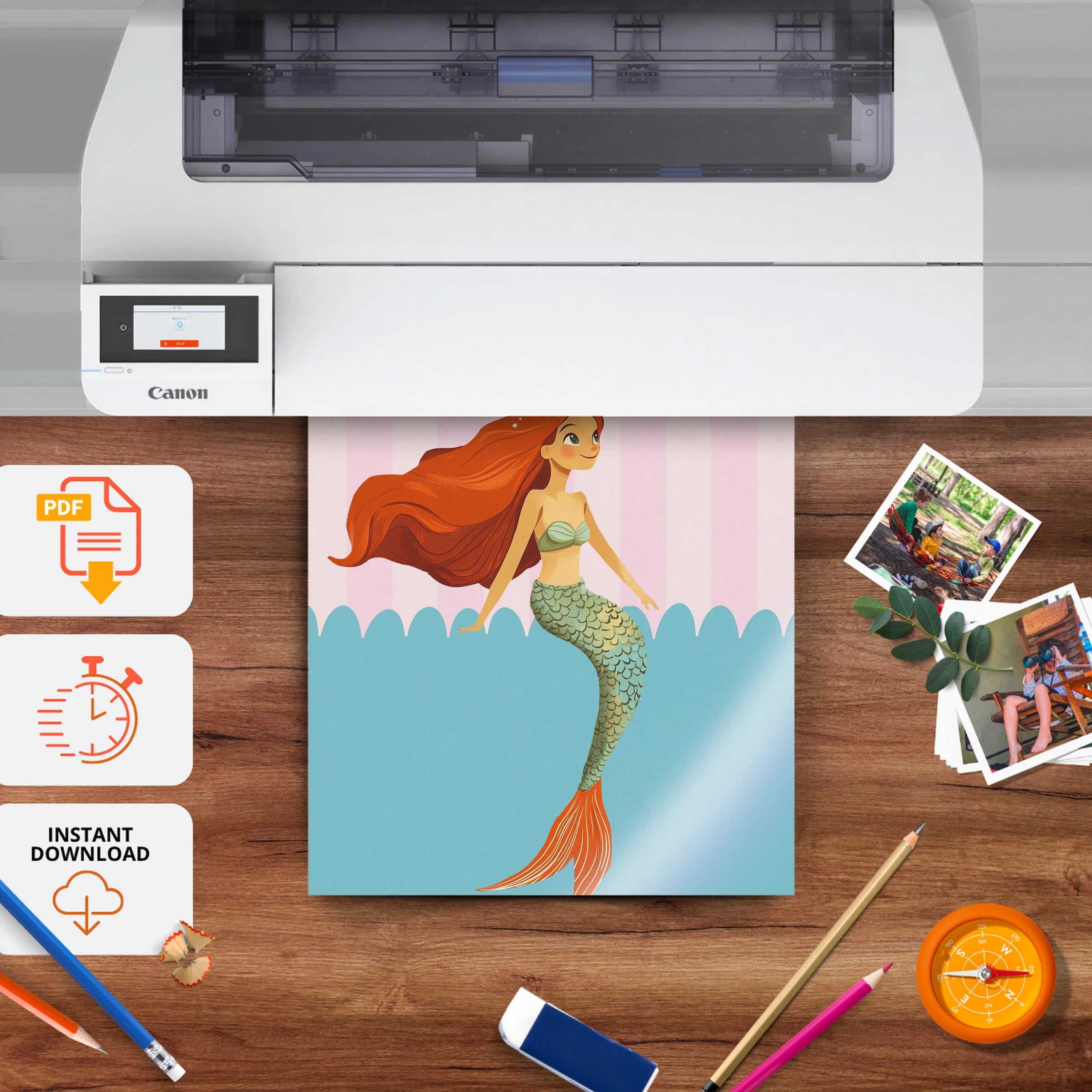 Girls Rule Mermaid Nursery Print - printable nursery wall art, instant download to print at home