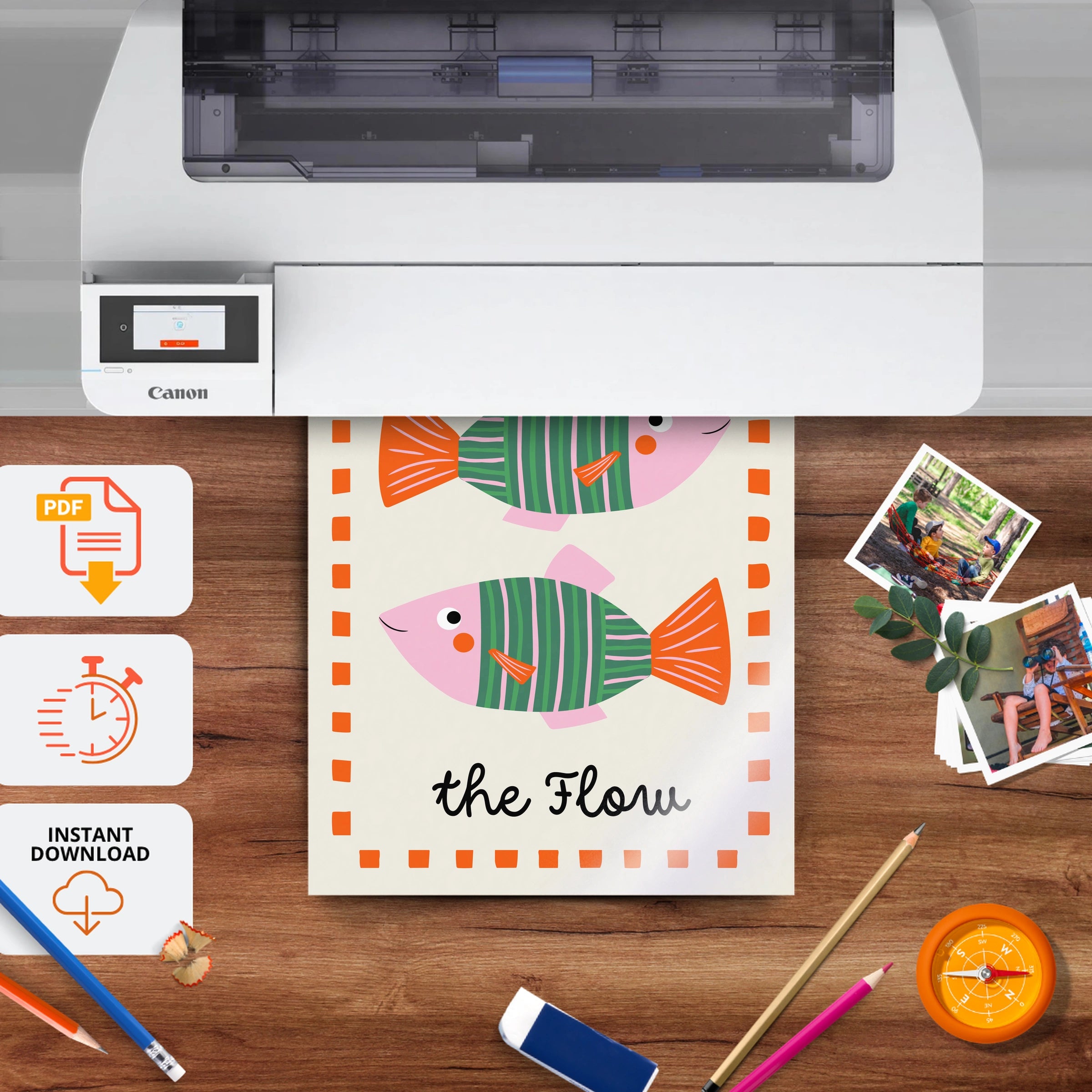 Go With The Flow Nursery Print - printable nursery wall art, instant download to print at home