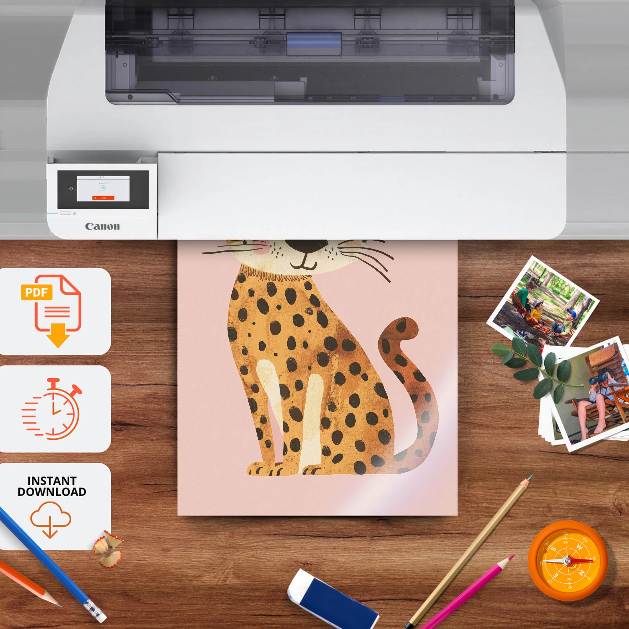 Golden Leopard Nursery Print - printable nursery wall art, instant download to print at home