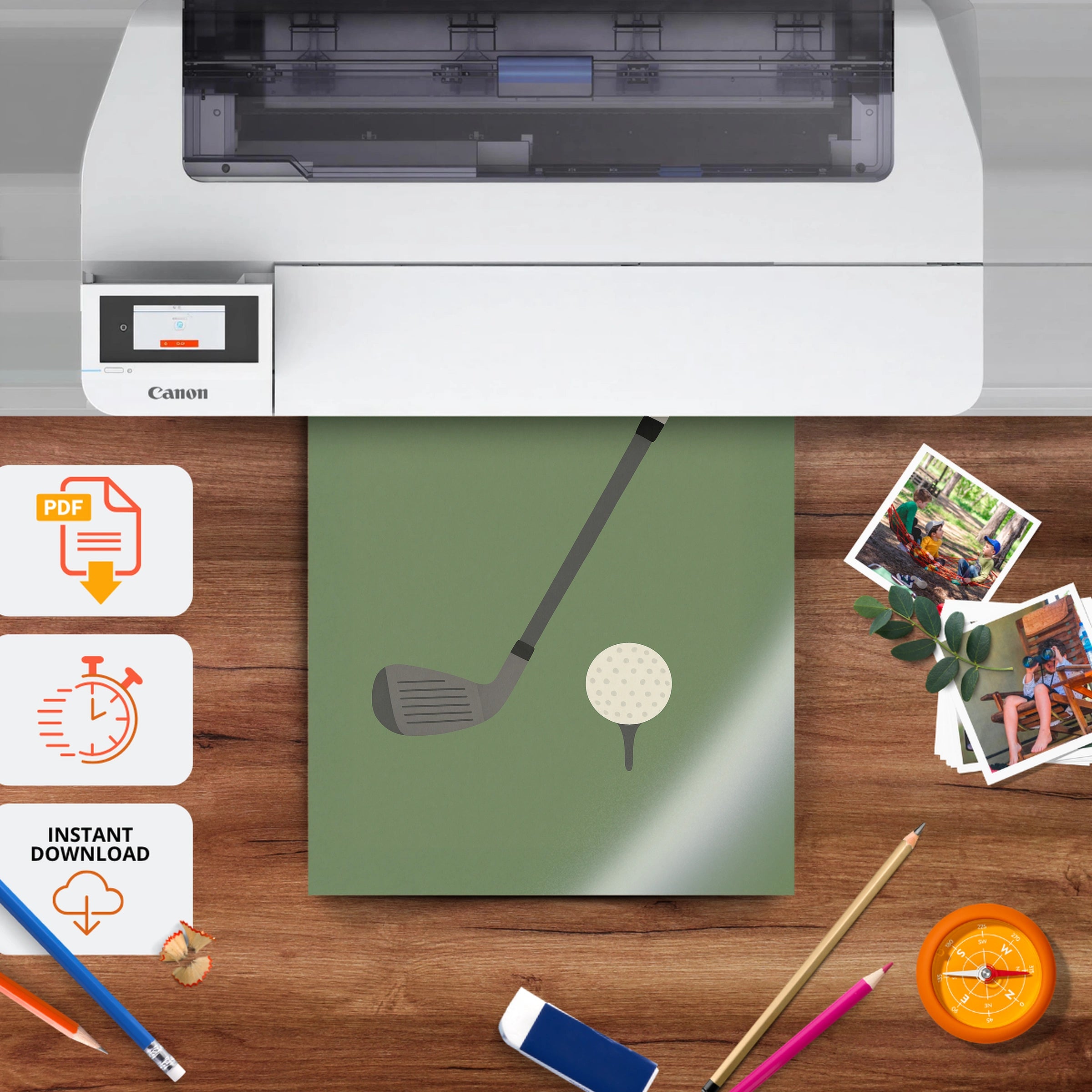Golf Club and Ball Two Nursery Print - printable nursery wall art, instant download to print at home