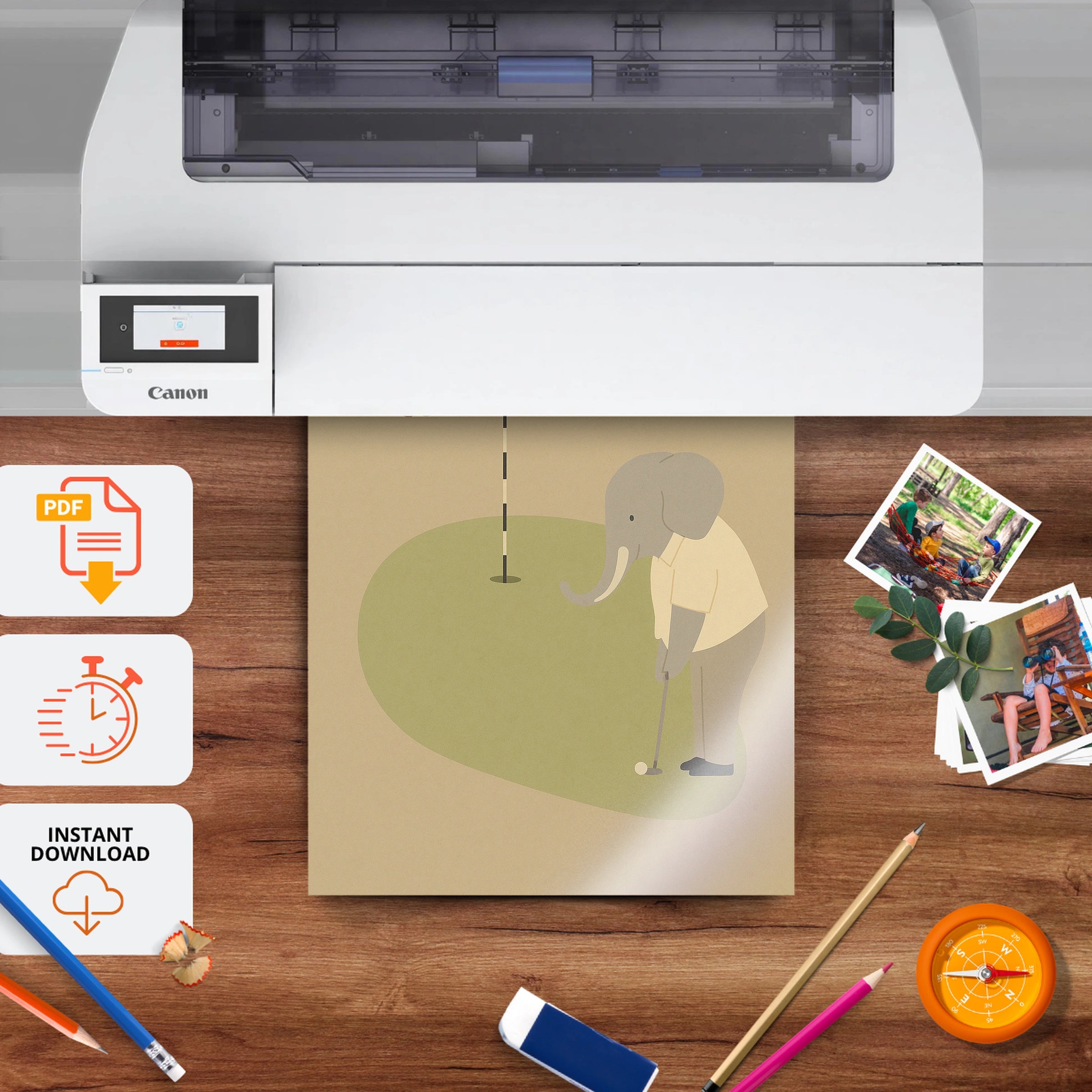 Golfing Friends Nursery Print - printable nursery wall art, instant download to print at home