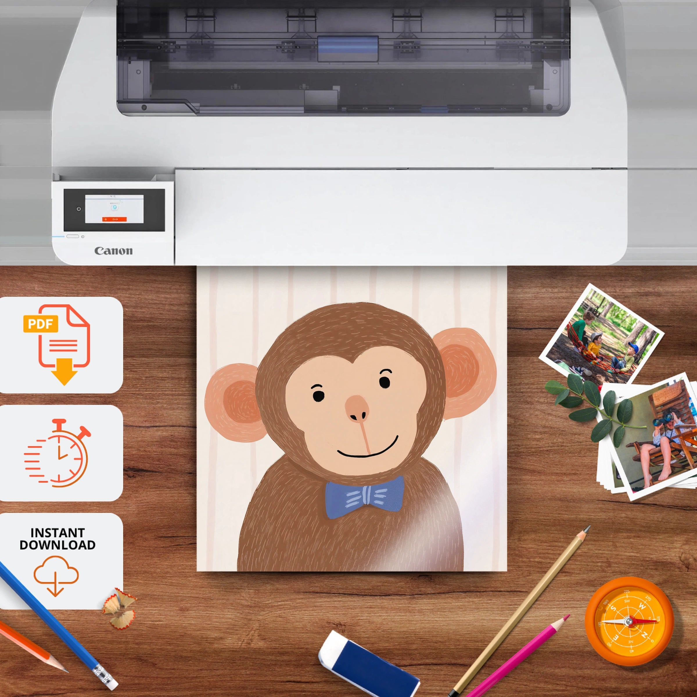 Good Vibes Only Monkey Nursery Print - printable nursery wall art, instant download to print at home