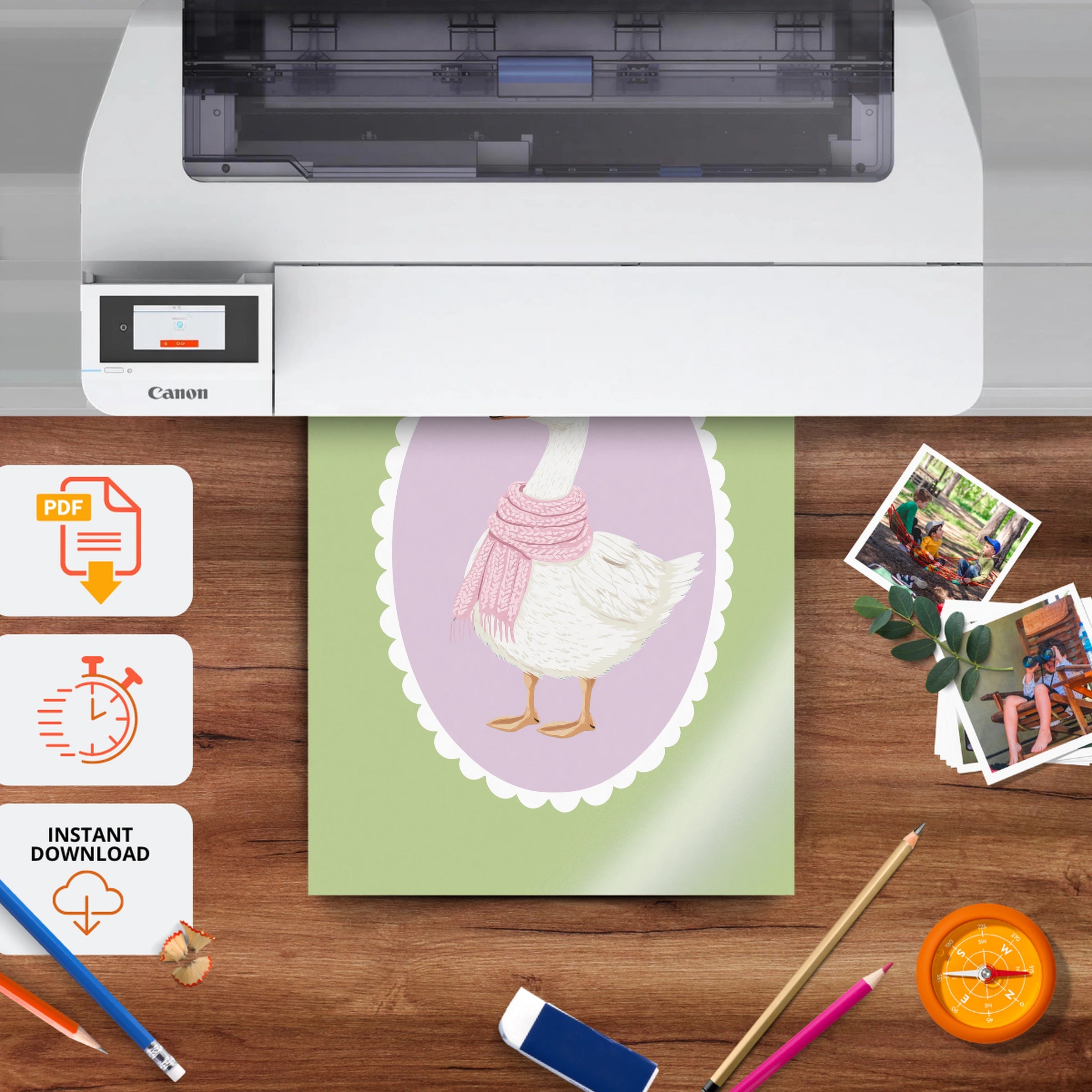 Goose Cameo Nursery Print - printable nursery wall art, instant download to print at home